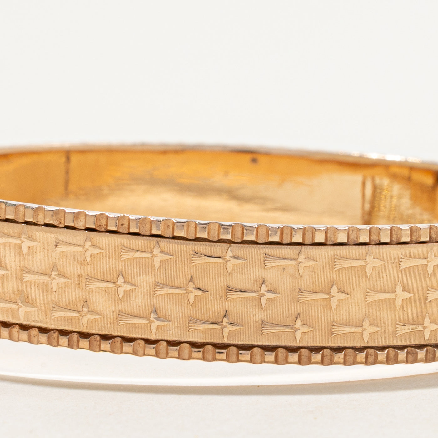 Art Deco Engraved Gold Bangle | 12.50mm | 7"
