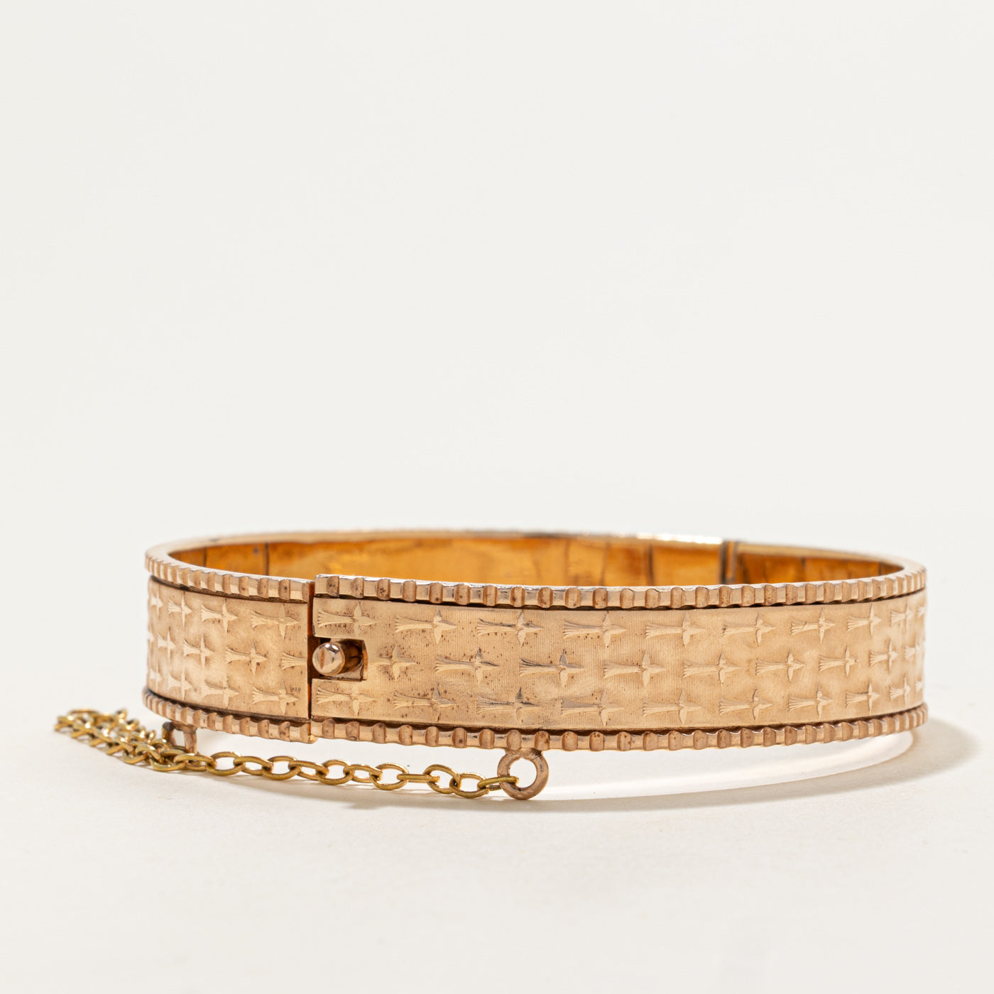 Art Deco Engraved Gold Bangle | 12.50mm | 7"