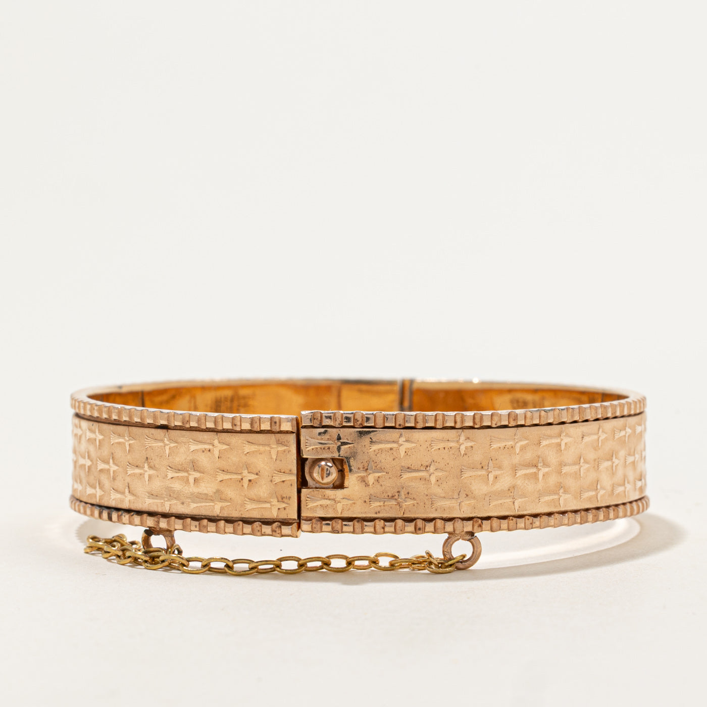 Art Deco Engraved Gold Bangle | 12.50mm | 7"