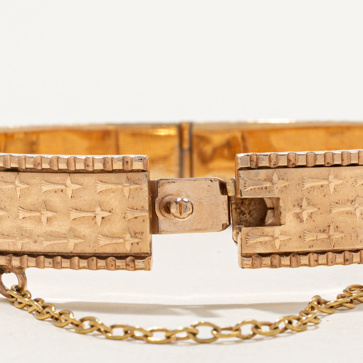 Art Deco Engraved Gold Bangle | 12.50mm | 7"
