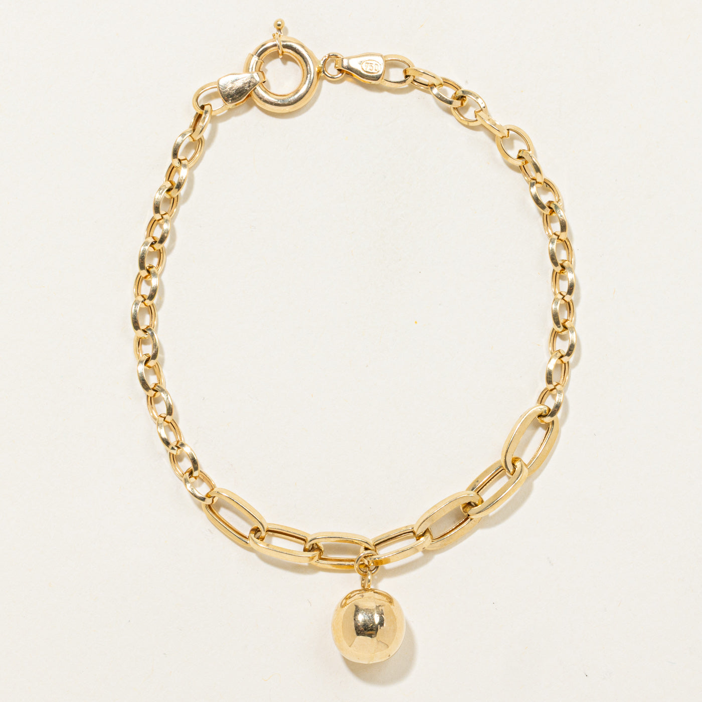 18k Ball Charm Bracelet | 7.5"