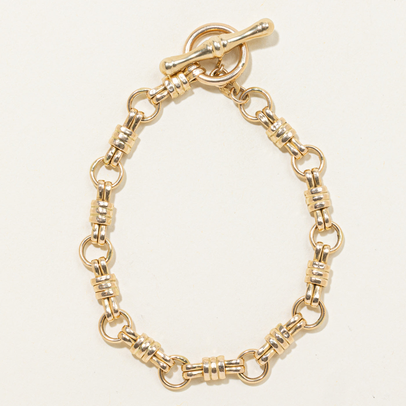 Italian 14k  Fancy Link Toggle Clasp Bracelet | 7.5"