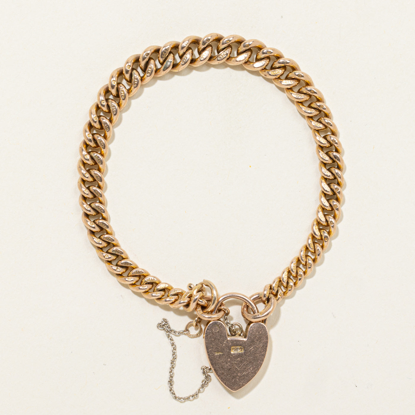 1912 Birmingham Heart Padlock Bracelet | 6.5"