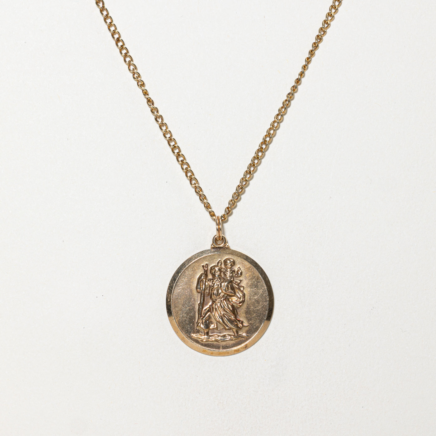 1964 London 9k St. Christopher Medallion Necklace | 12"