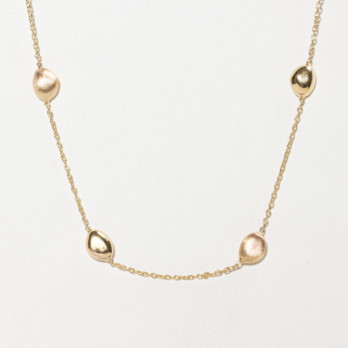 14k Satellite Textured Bead Necklace | 17"