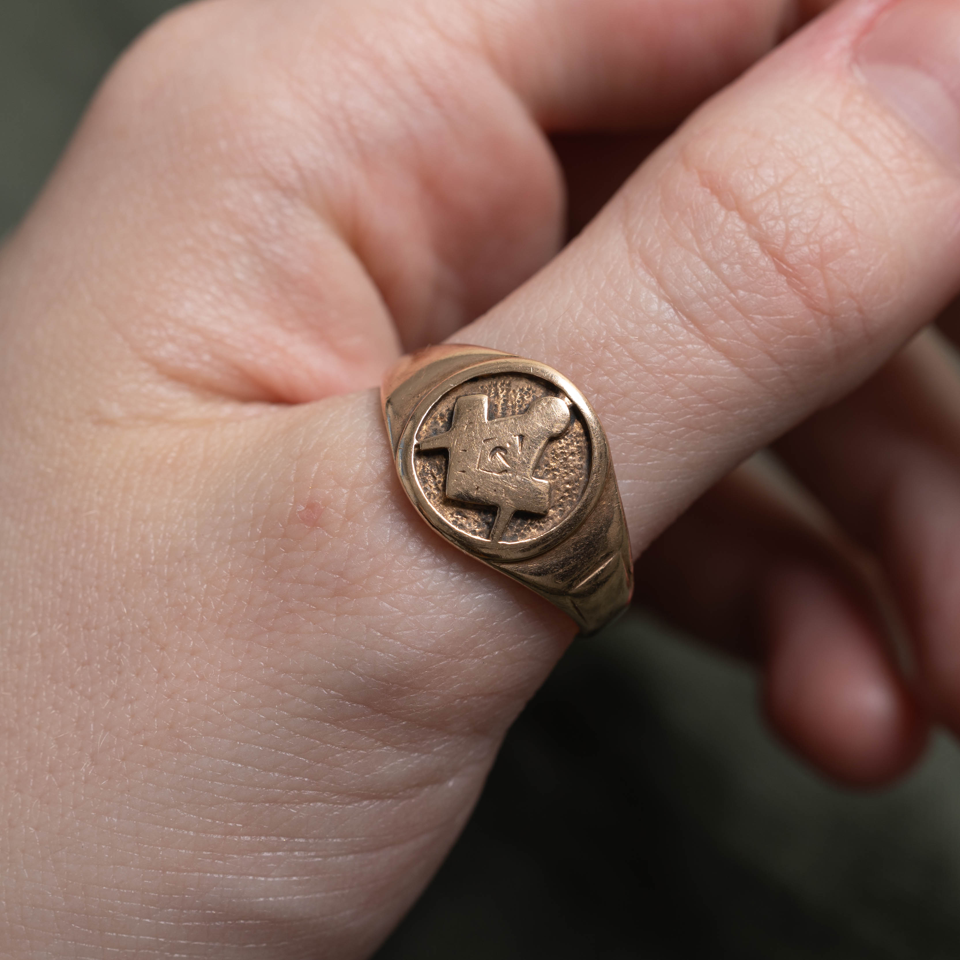 10k Masonic Crest Signet Ring | SZ 11