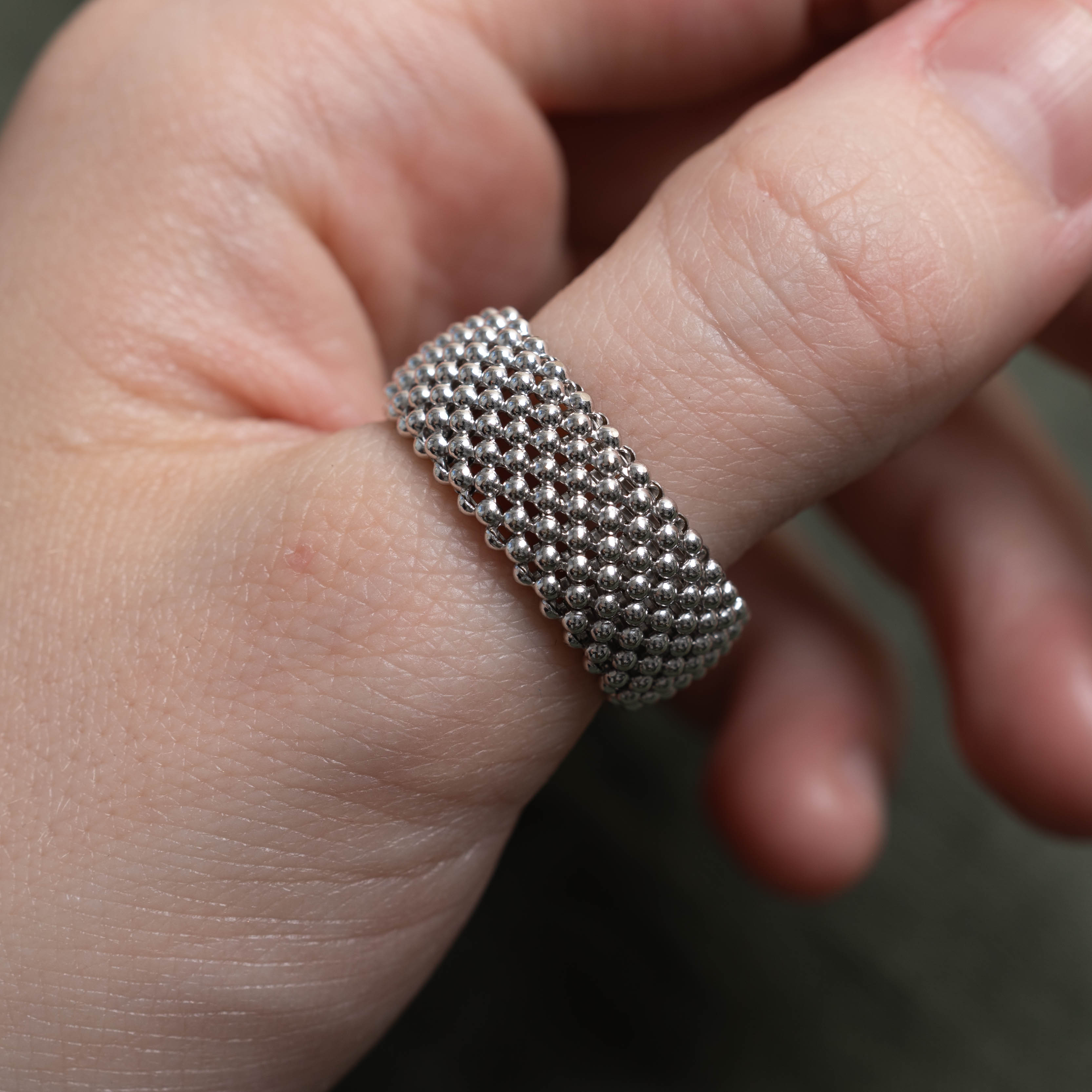 Italian Two Tone Beaded Cigar Band | 9.90mm | SZ 9.5