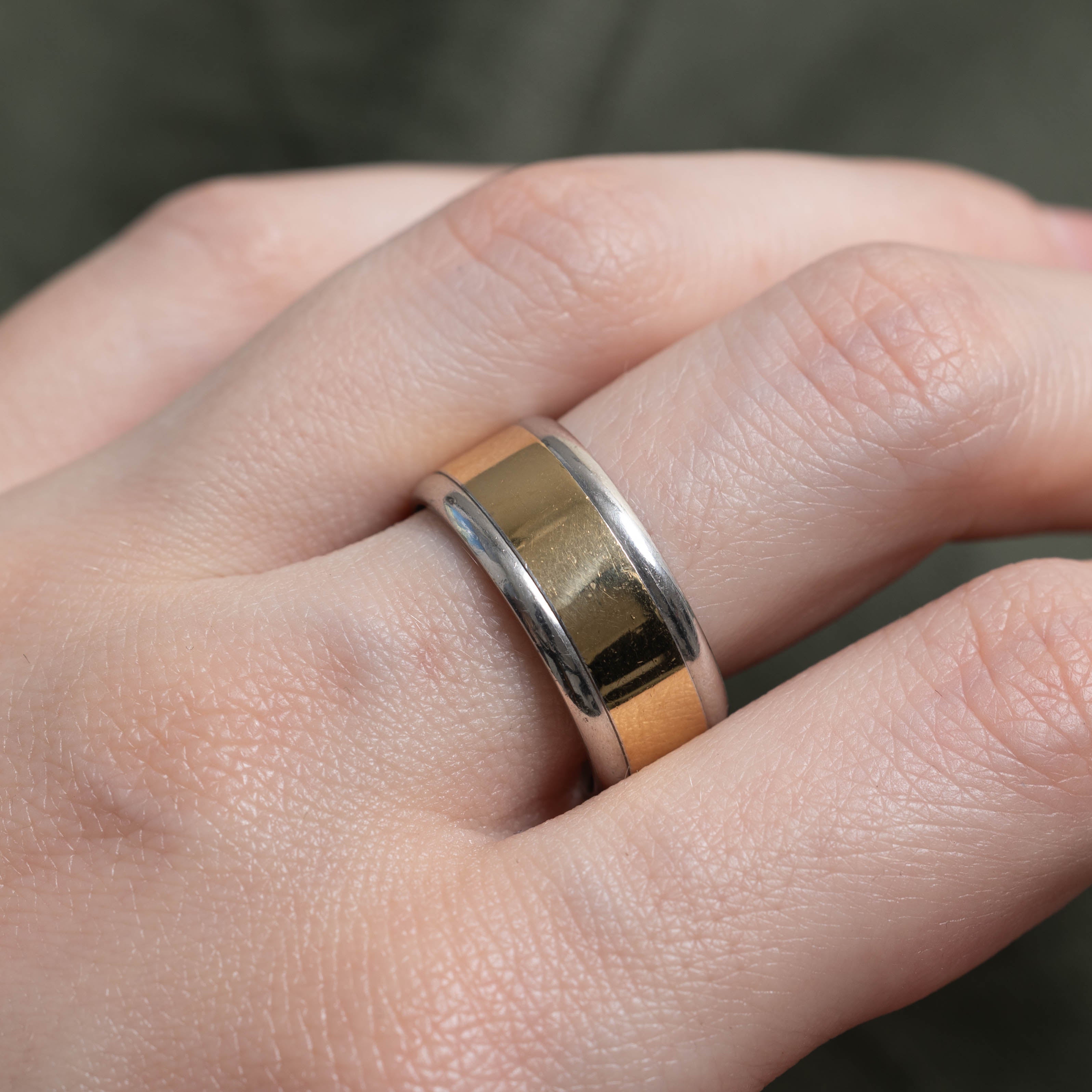18k Yellow Gold & Platinum Cigar Band | 9.00mm | SZ 8.5