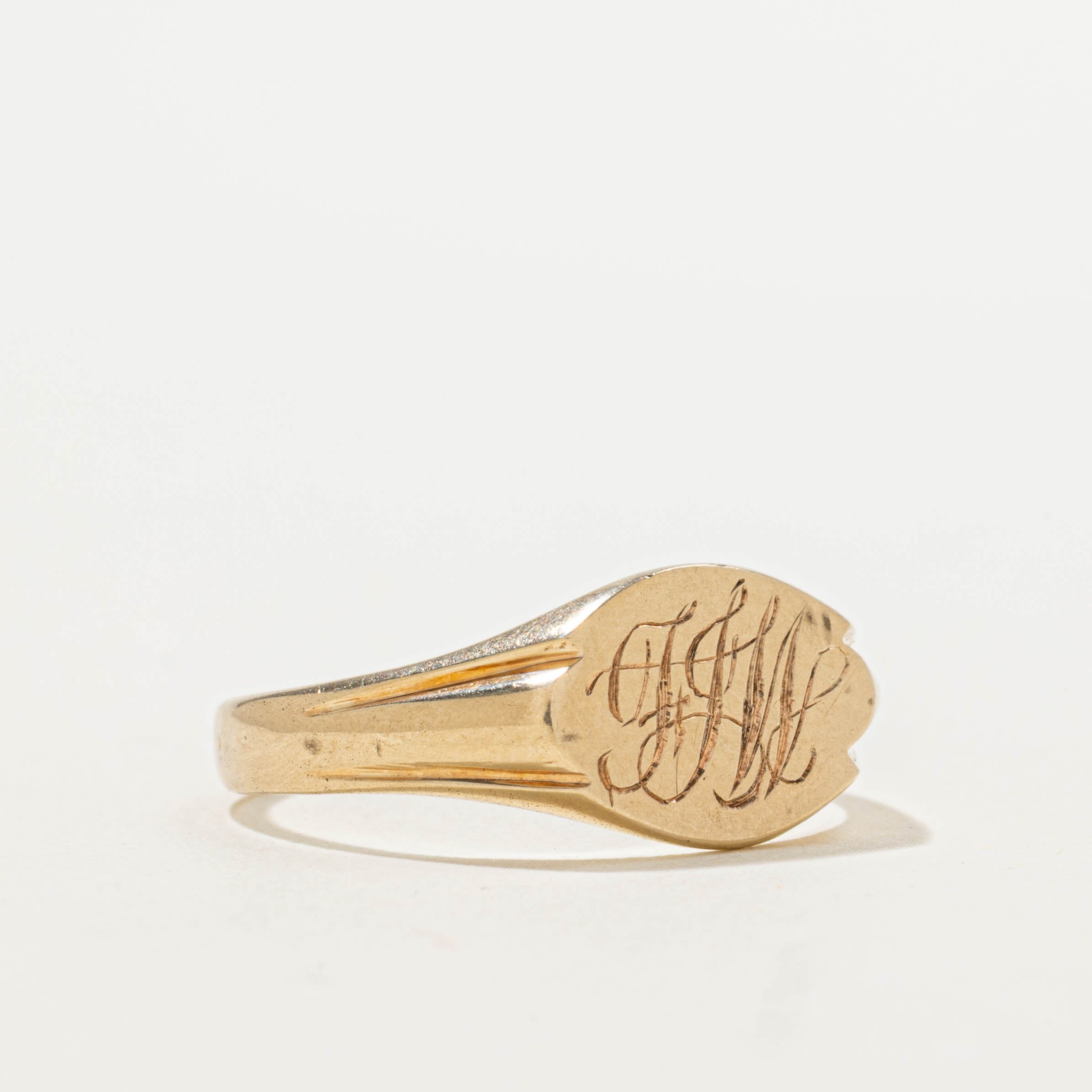10k Yellow Gold Initialized Signet Ring | SZ 9