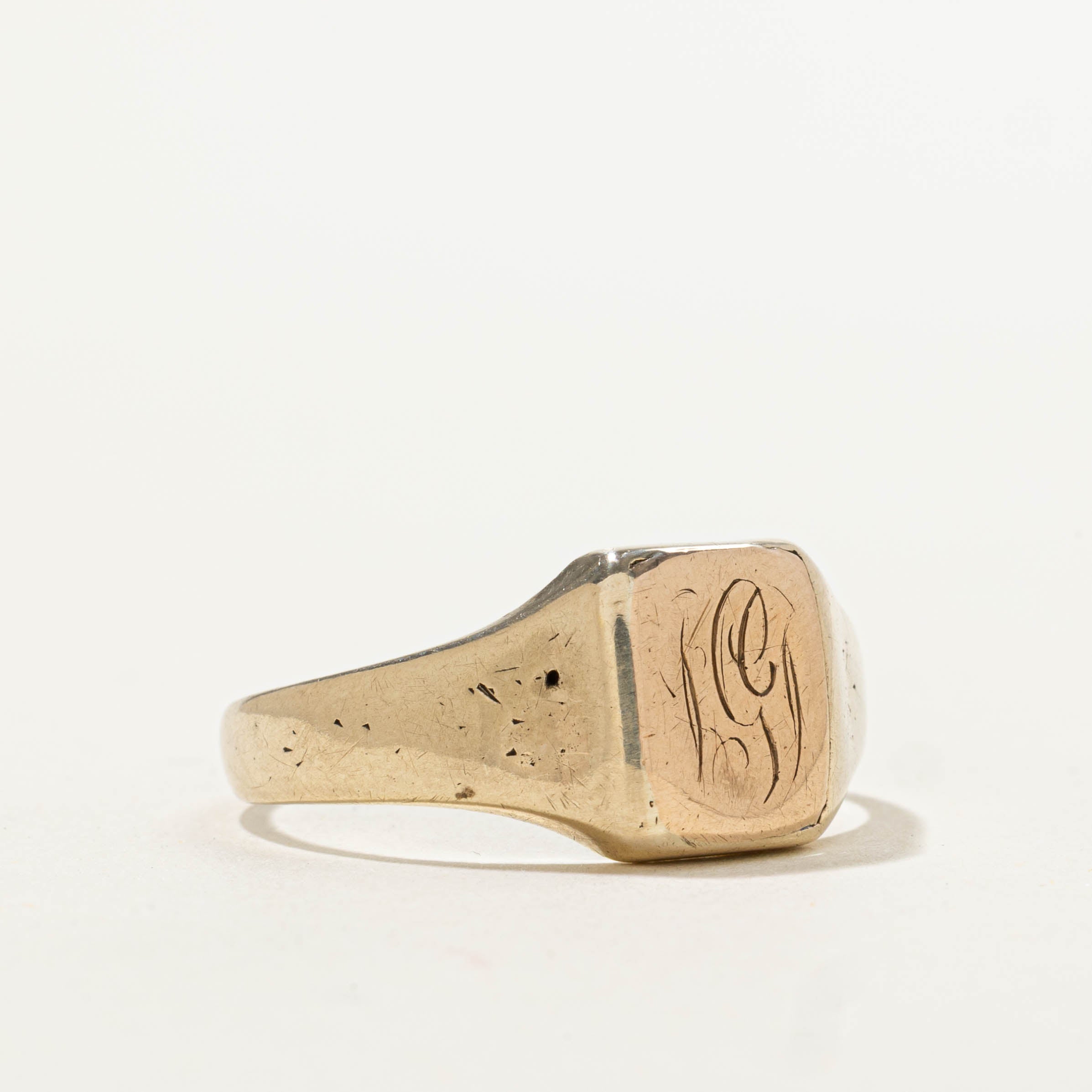 10k Yellow Gold Initialized Signet Ring | SZ 10.25
