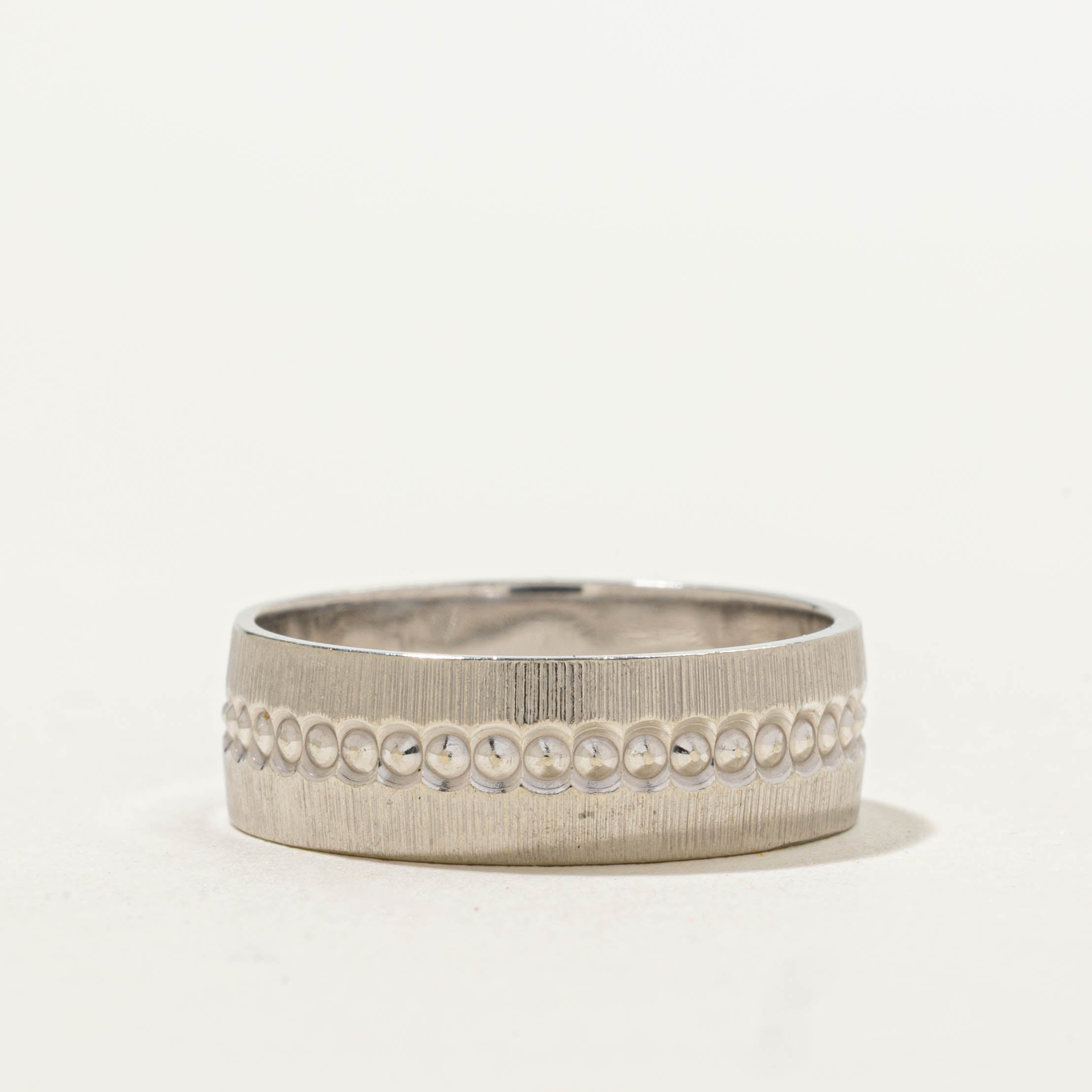 10k White Gold Fluted Band | 5.95mm | SZ 6.5