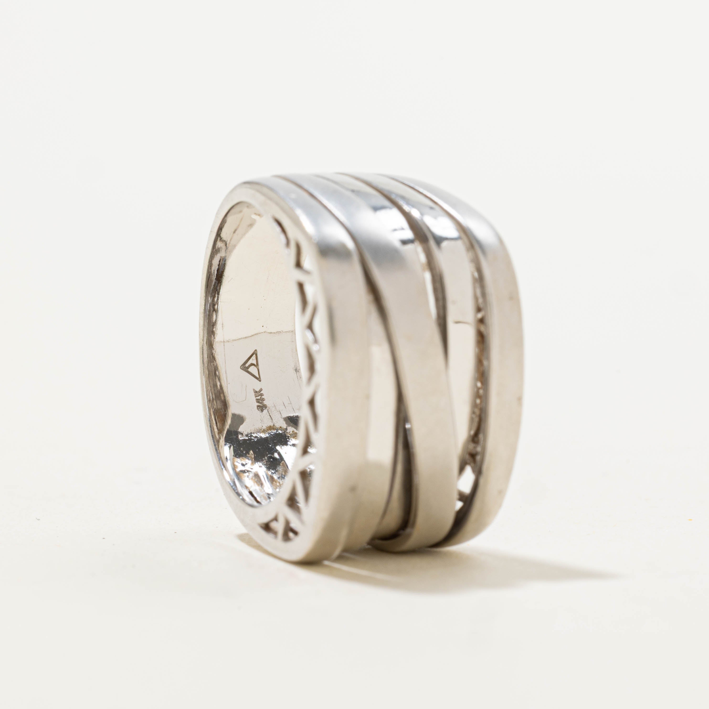 14k White Gold Faux Interlocking Ring | SZ 7.5