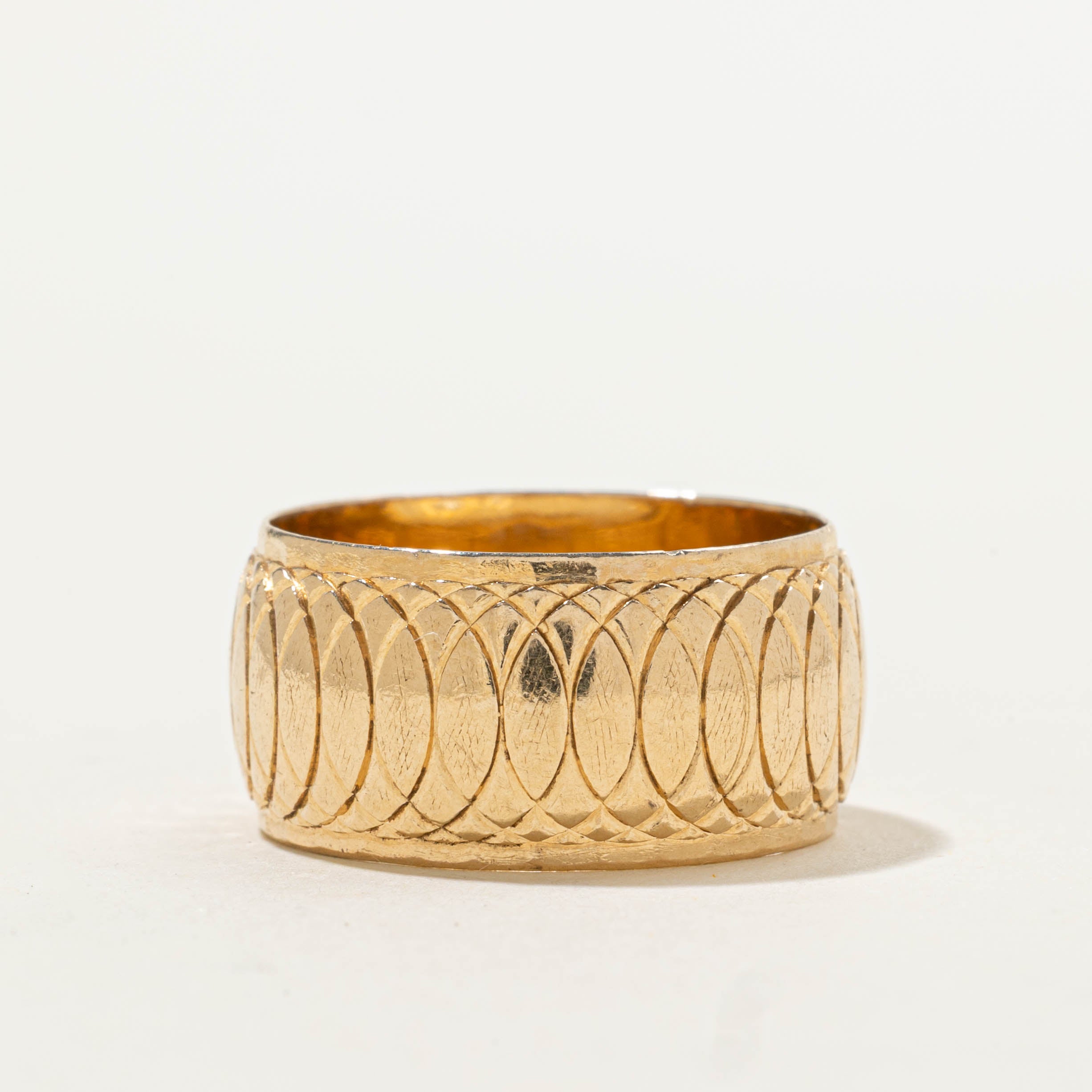14k Circular Engraved Cigar Band | 10.20mm | SZ 8