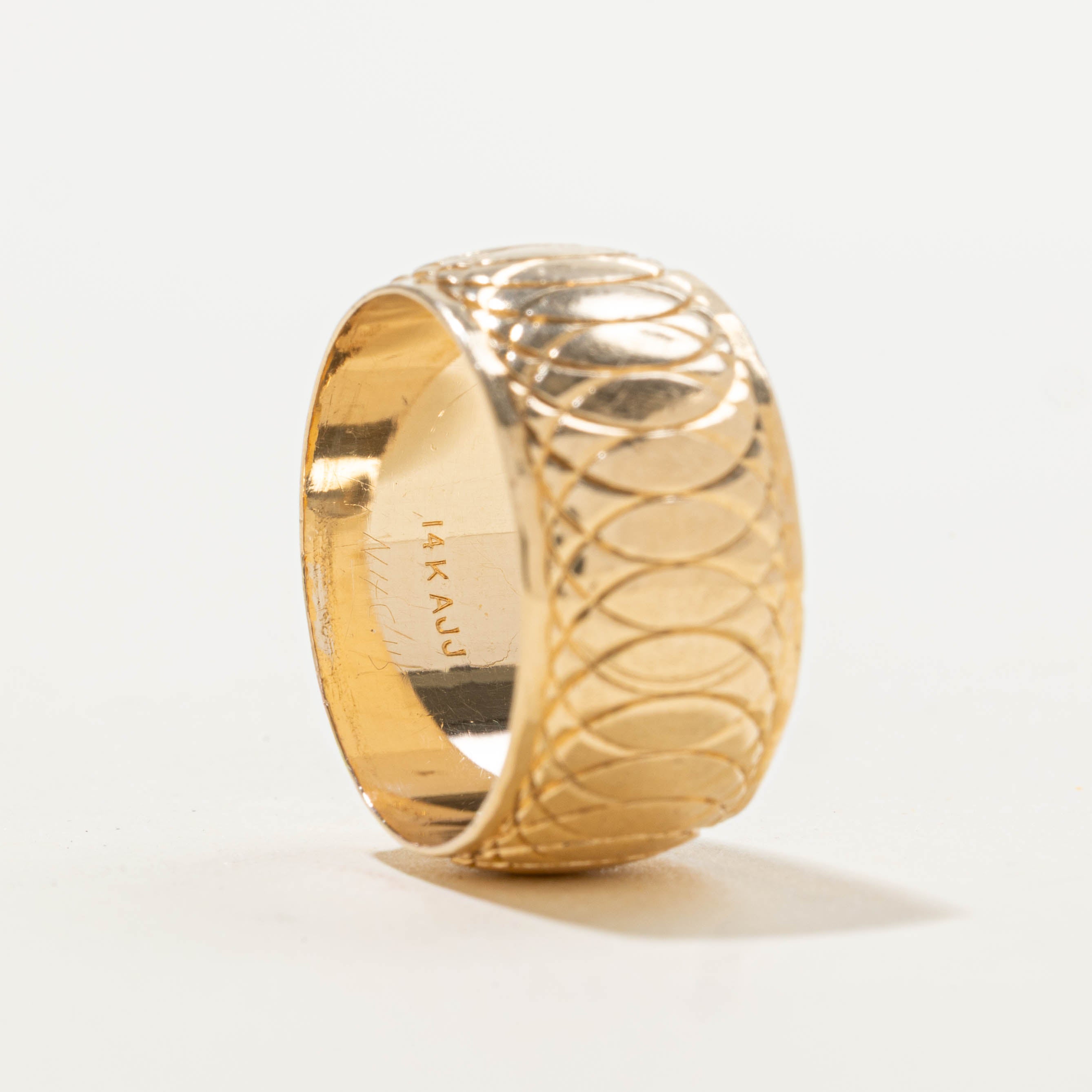 14k Circular Engraved Cigar Band | 10.20mm | SZ 8