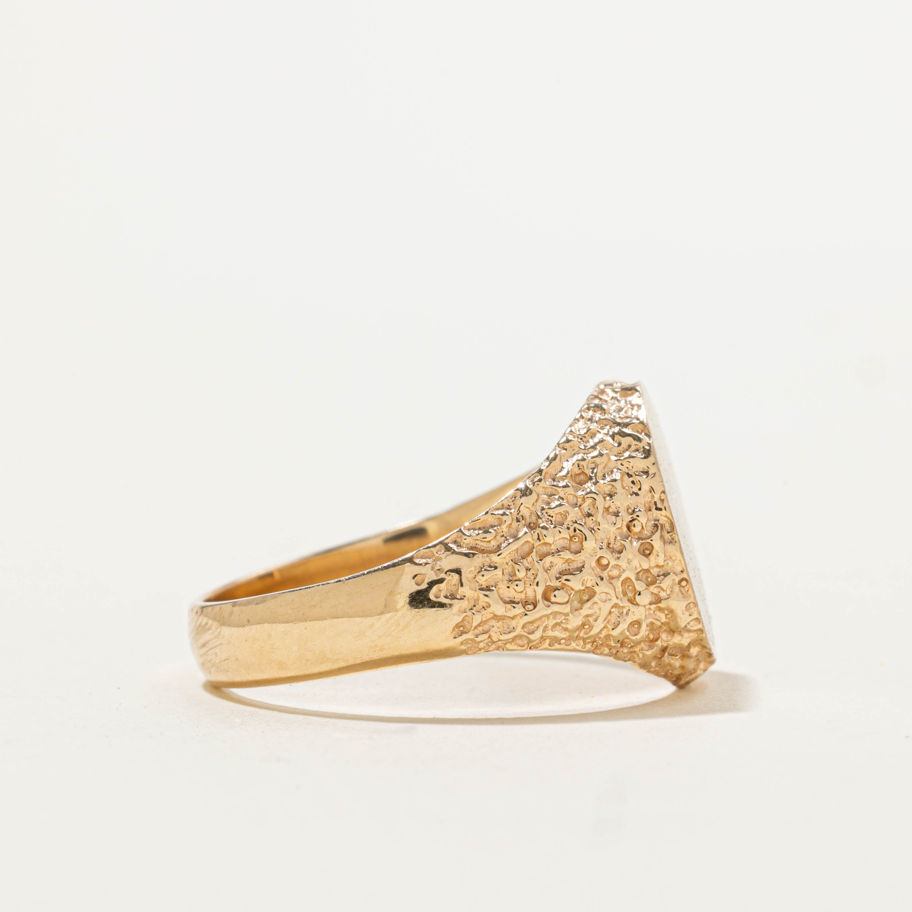 14k Rough Textured Signet Ring | SZ 9.75