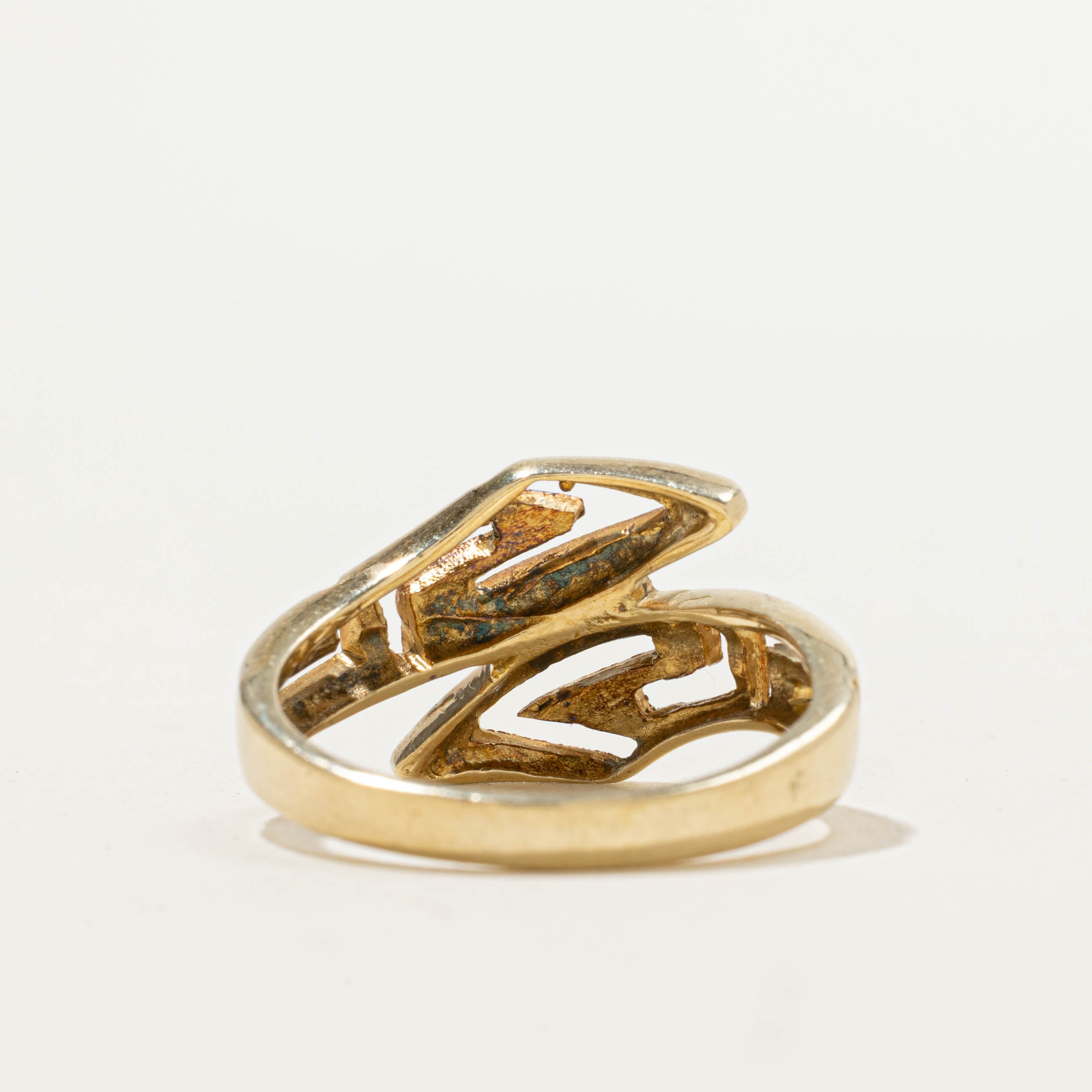 14k Openwork Geometric Bypass Ring | SZ 8