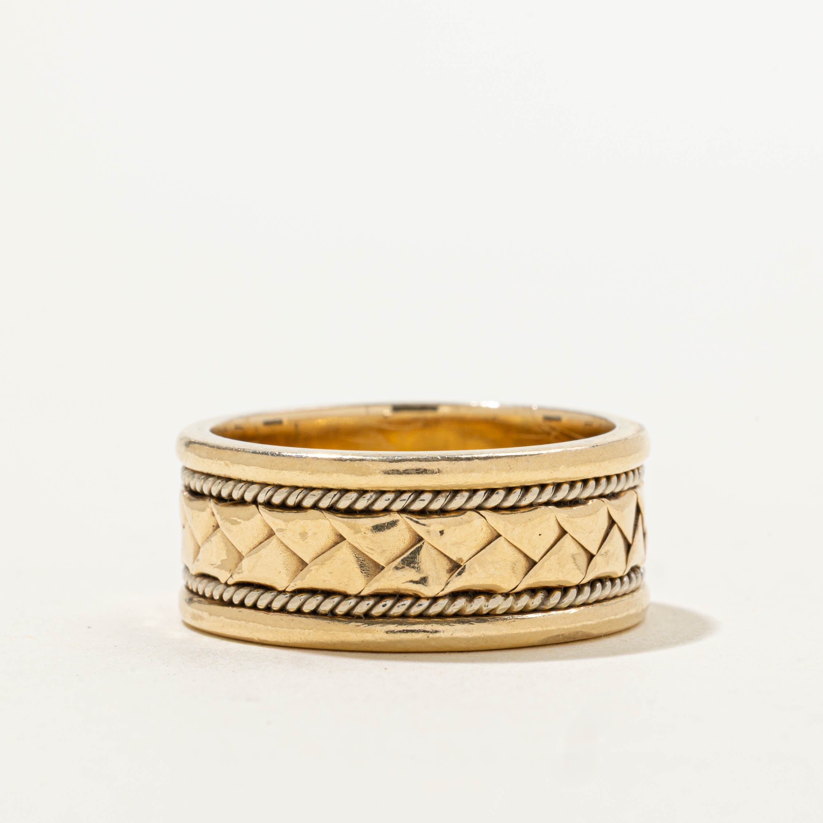 14k Rope Engraved Cigar Band | 9.00mm | SZ 8.5