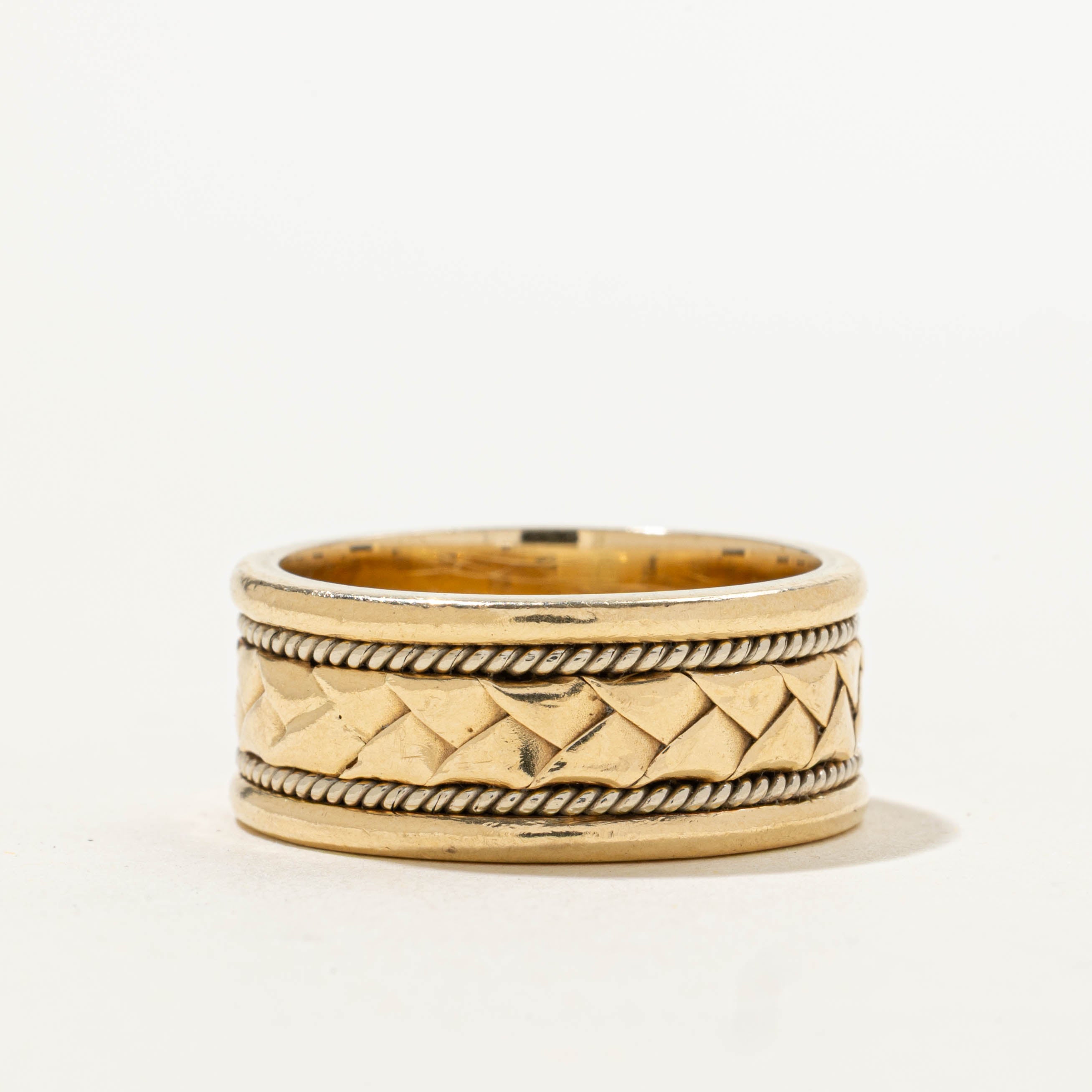 14k Rope Engraved Cigar Band | 9.00mm | SZ 8.5