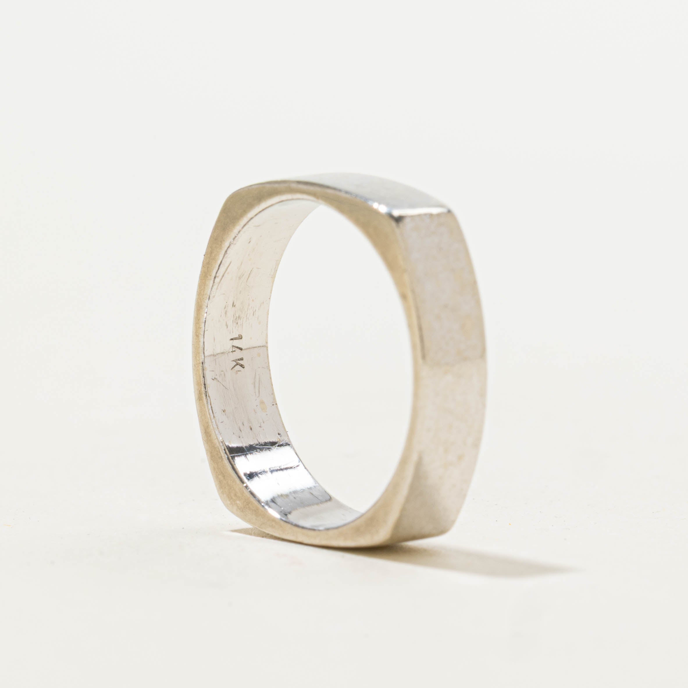 14k White Gold Soft Square Band | 4.35mm | SZ 4.5