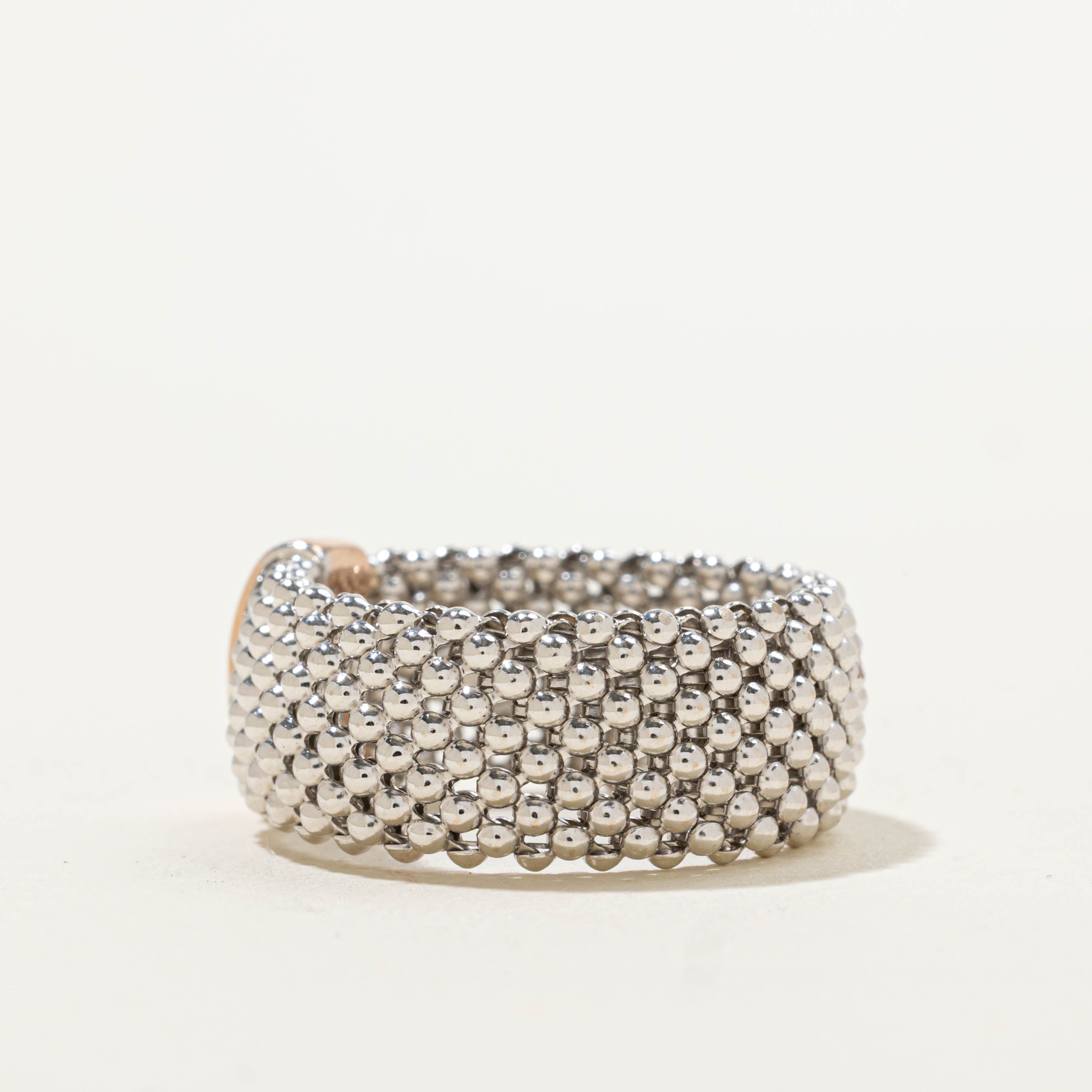 Italian Two Tone Beaded Cigar Band | 9.90mm | SZ 9.5