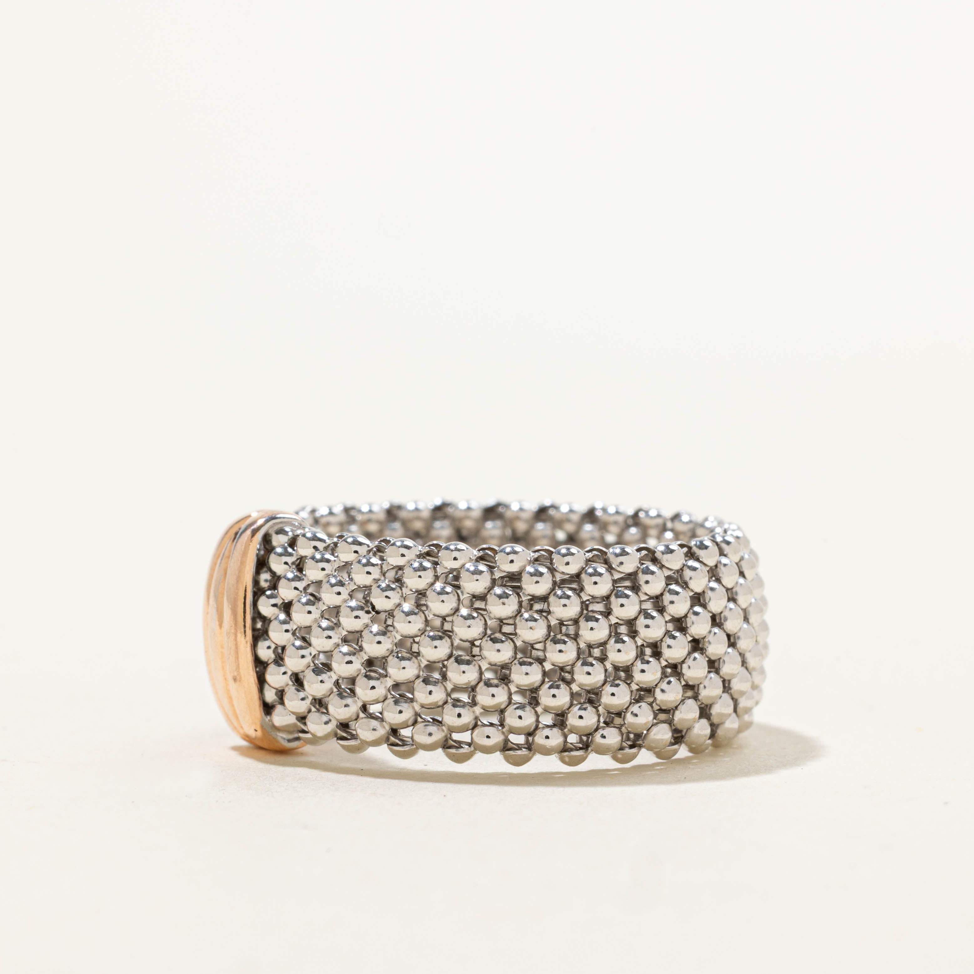 Italian Two Tone Beaded Cigar Band | 9.90mm | SZ 9.5