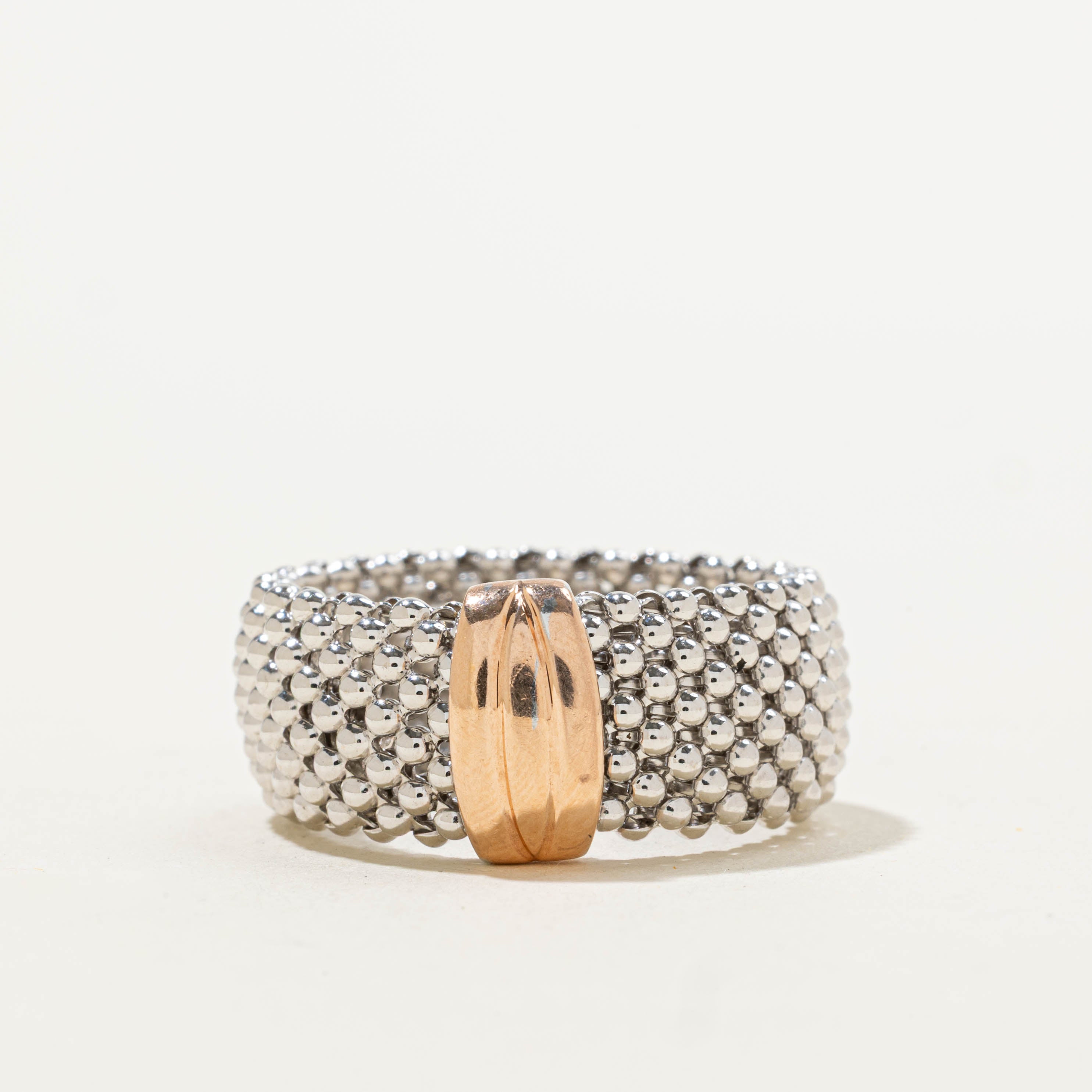 Italian Two Tone Beaded Cigar Band | 9.90mm | SZ 9.5