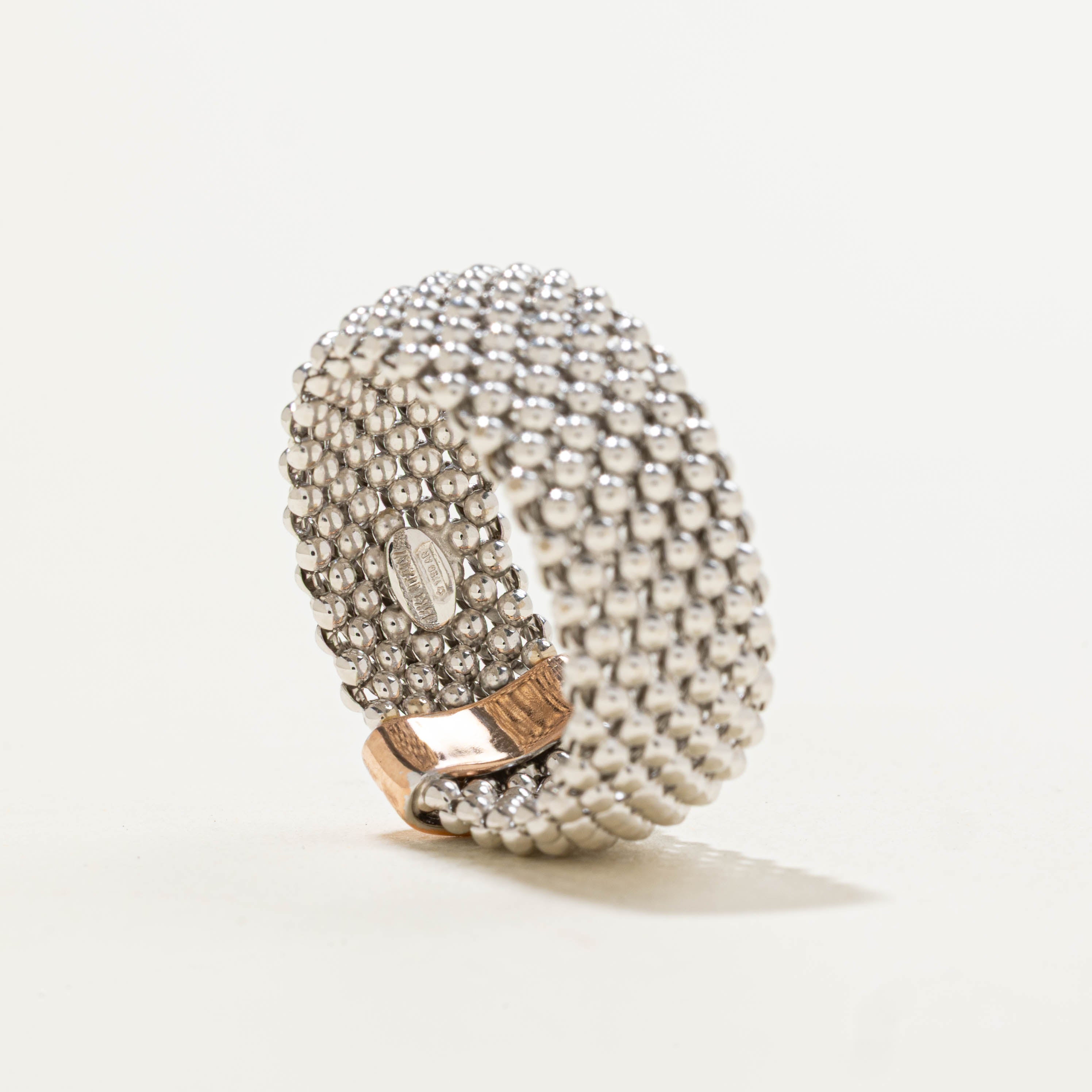 Italian Two Tone Beaded Cigar Band | 9.90mm | SZ 9.5