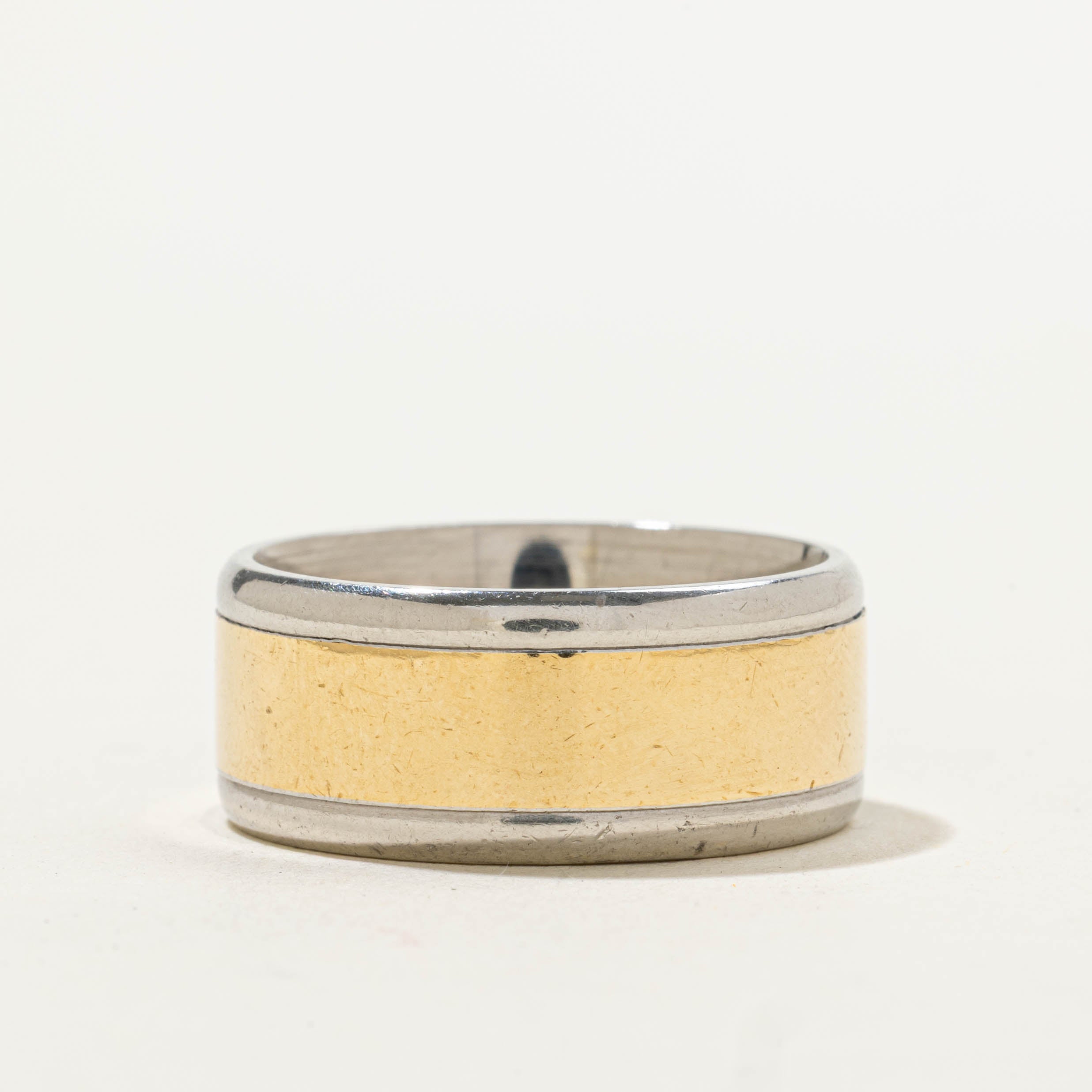 18k Yellow Gold & Platinum Cigar Band | 9.00mm | SZ 8.5