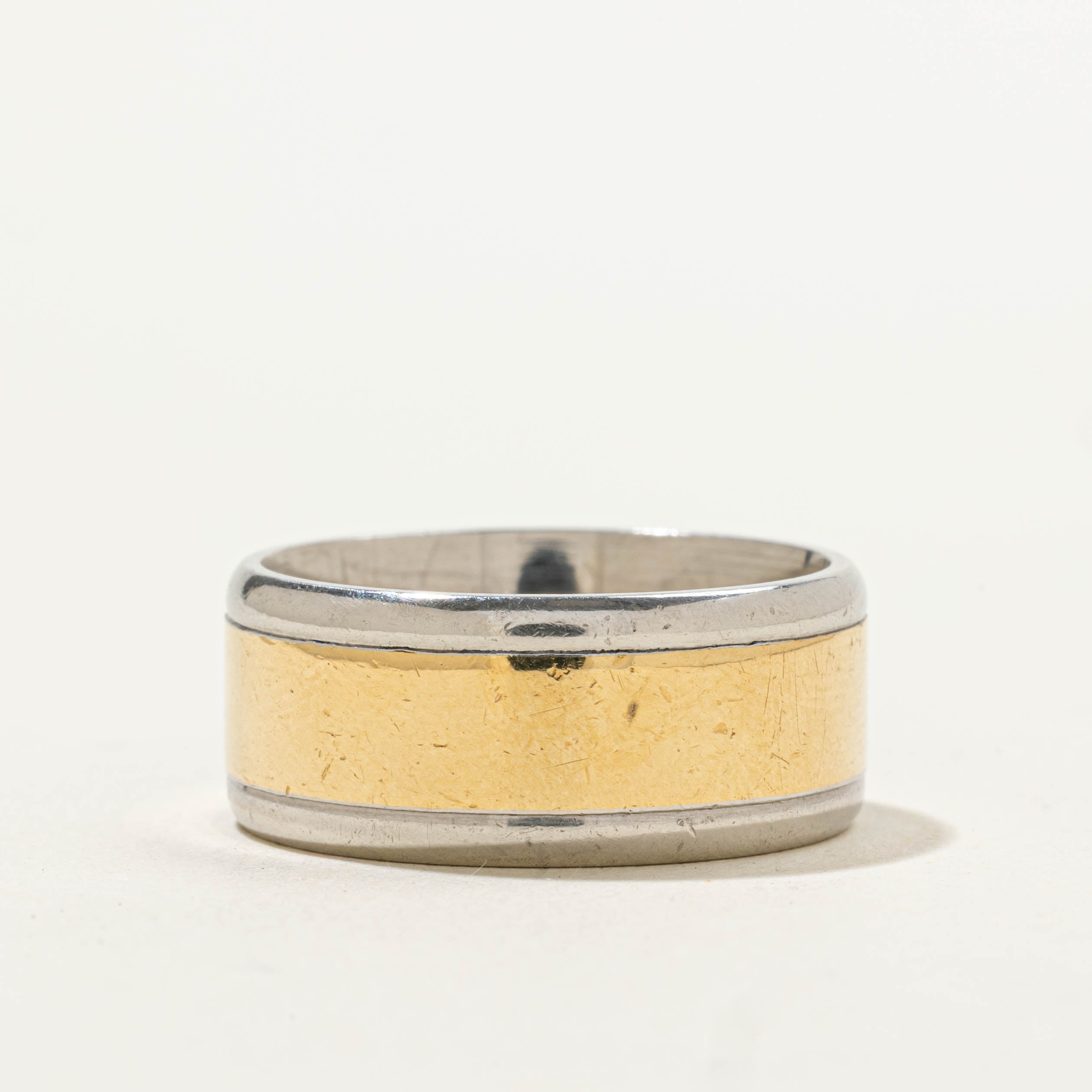 18k Yellow Gold & Platinum Cigar Band | 9.00mm | SZ 8.5