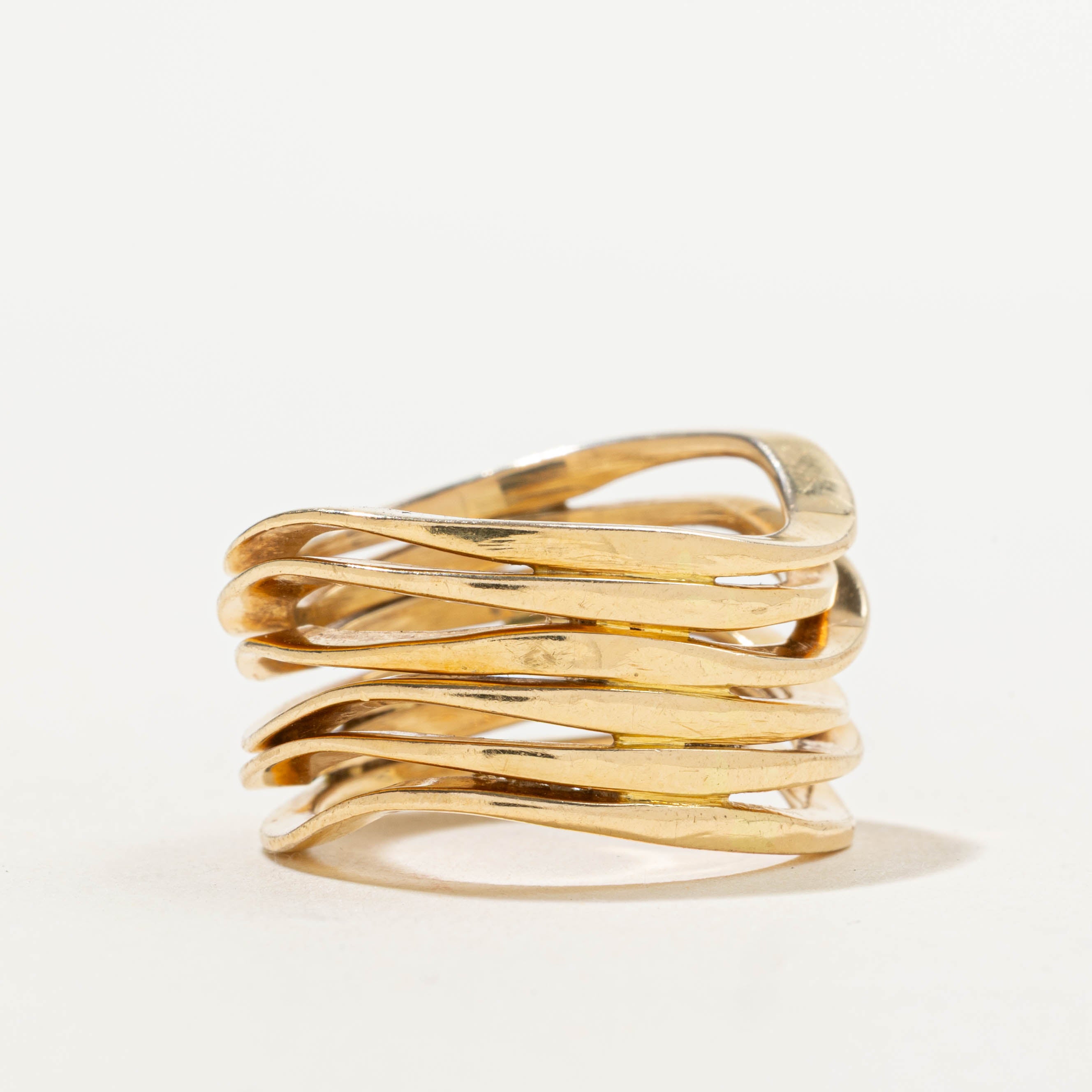 18k Yellow Gold Layered Wave Ring | 13.60mm | SZ 5.75