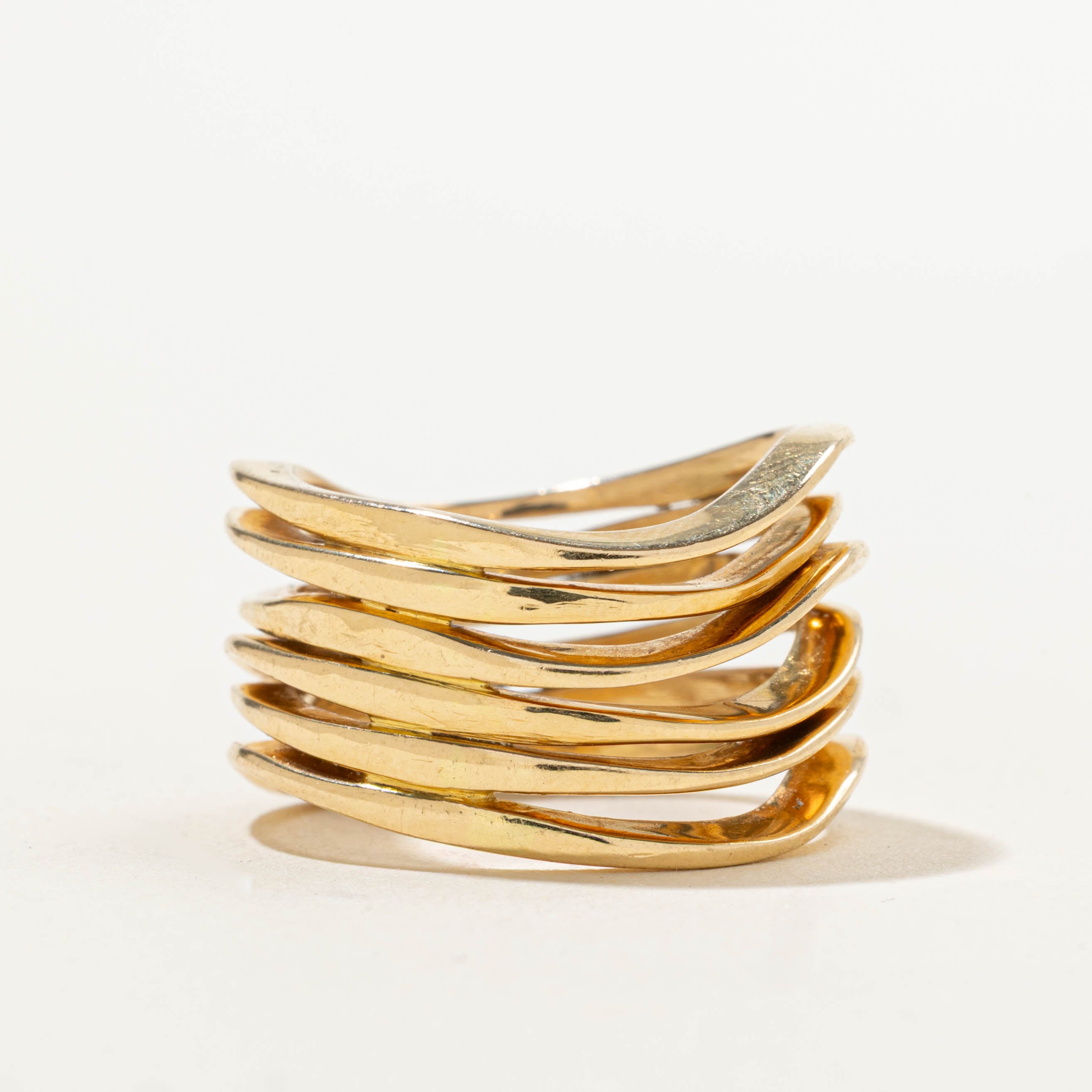 18k Yellow Gold Layered Wave Ring | 13.60mm | SZ 5.75