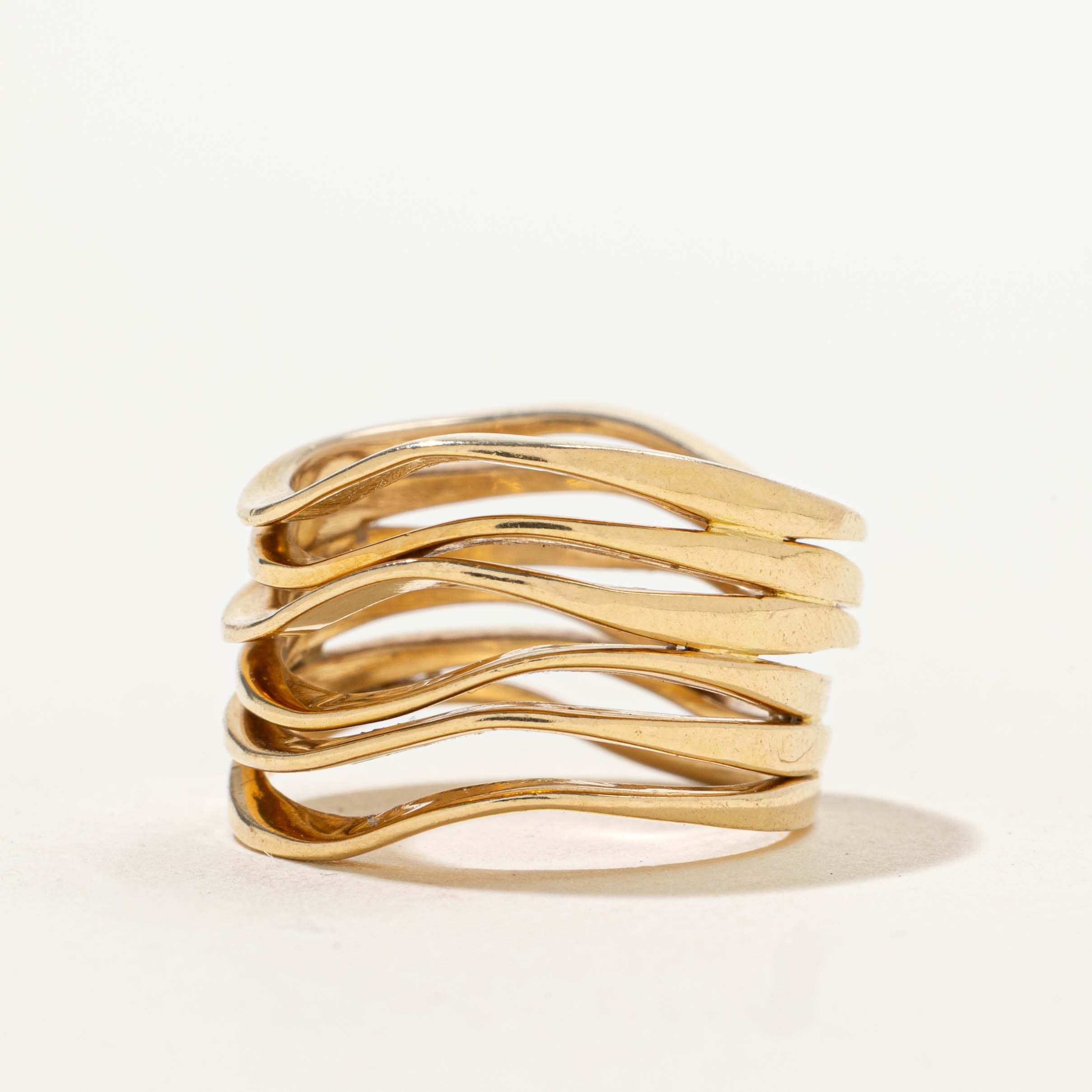 18k Yellow Gold Layered Wave Ring | 13.60mm | SZ 5.75