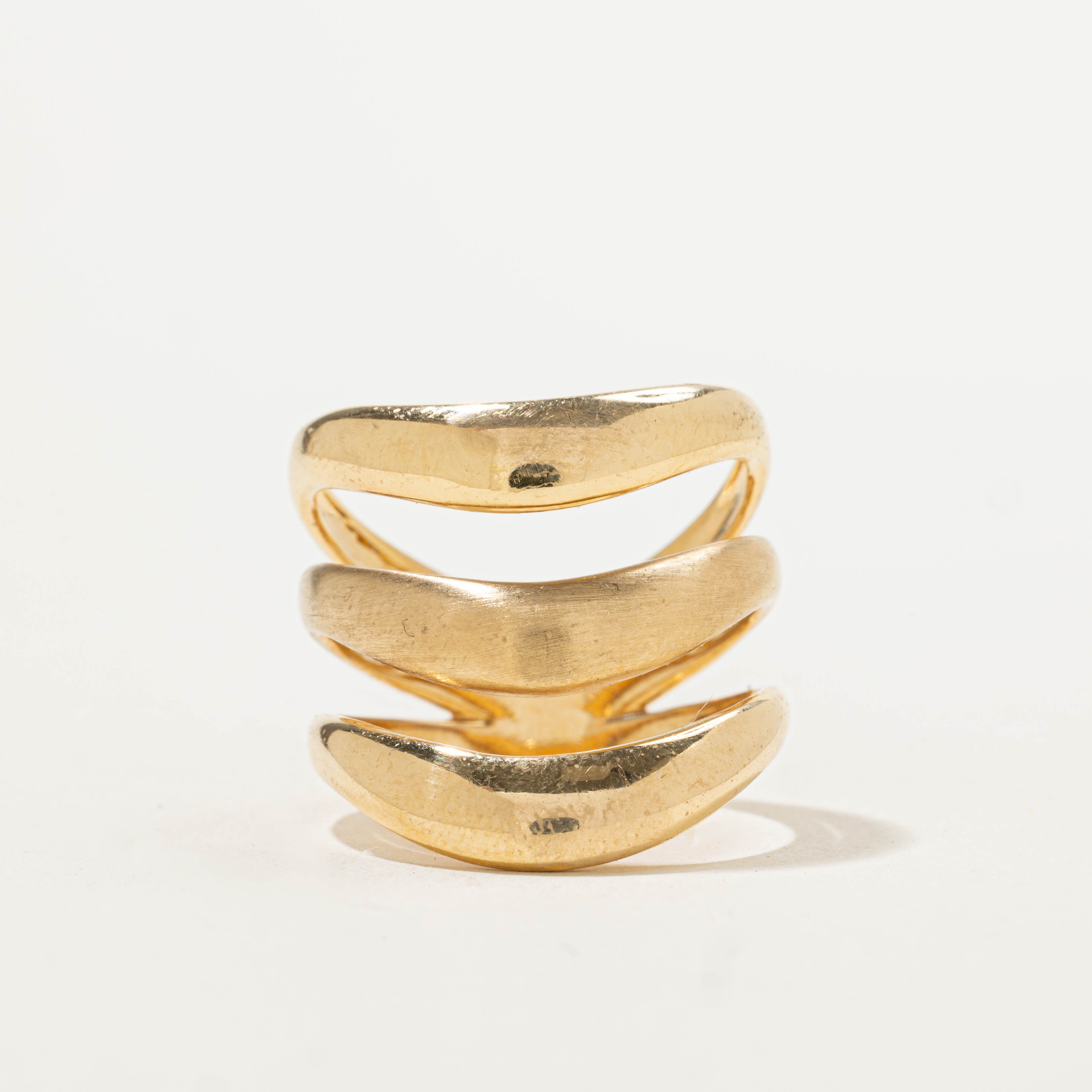 Italian 18k Yellow Gold Layered Ring | SZ 8.75