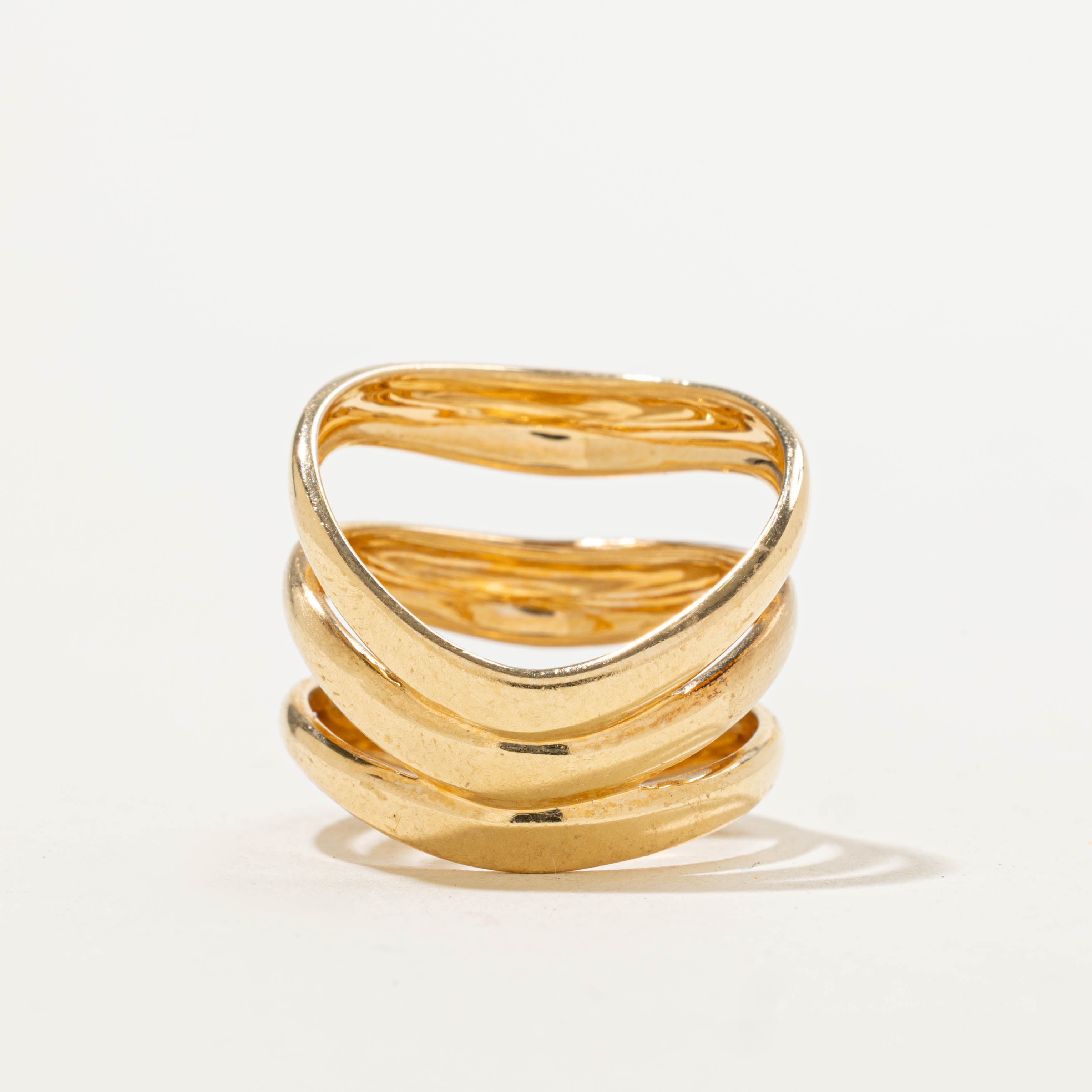 Italian 18k Yellow Gold Layered Ring | SZ 8.75
