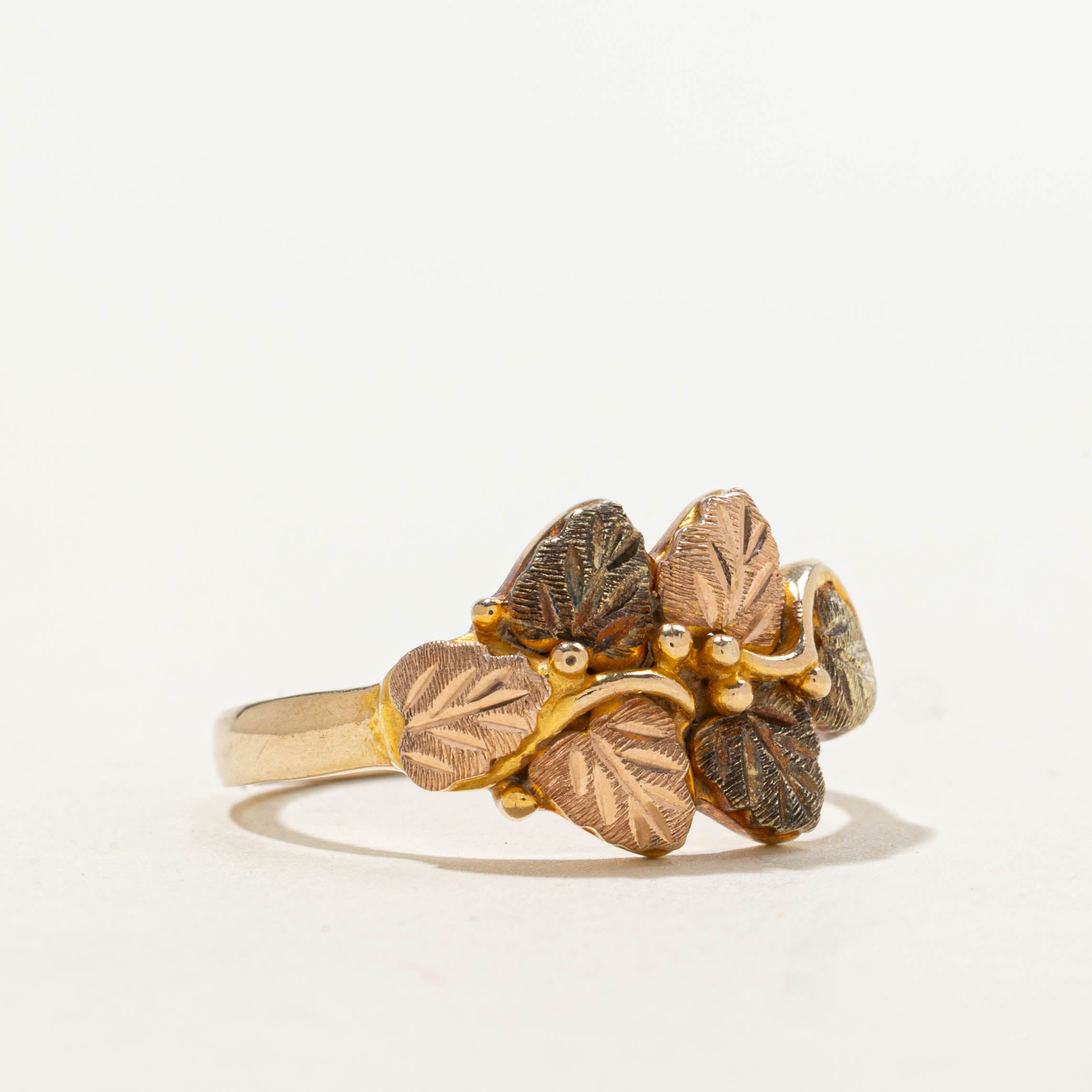 10k Tri Tone Leaf Branch Ring | SZ 8