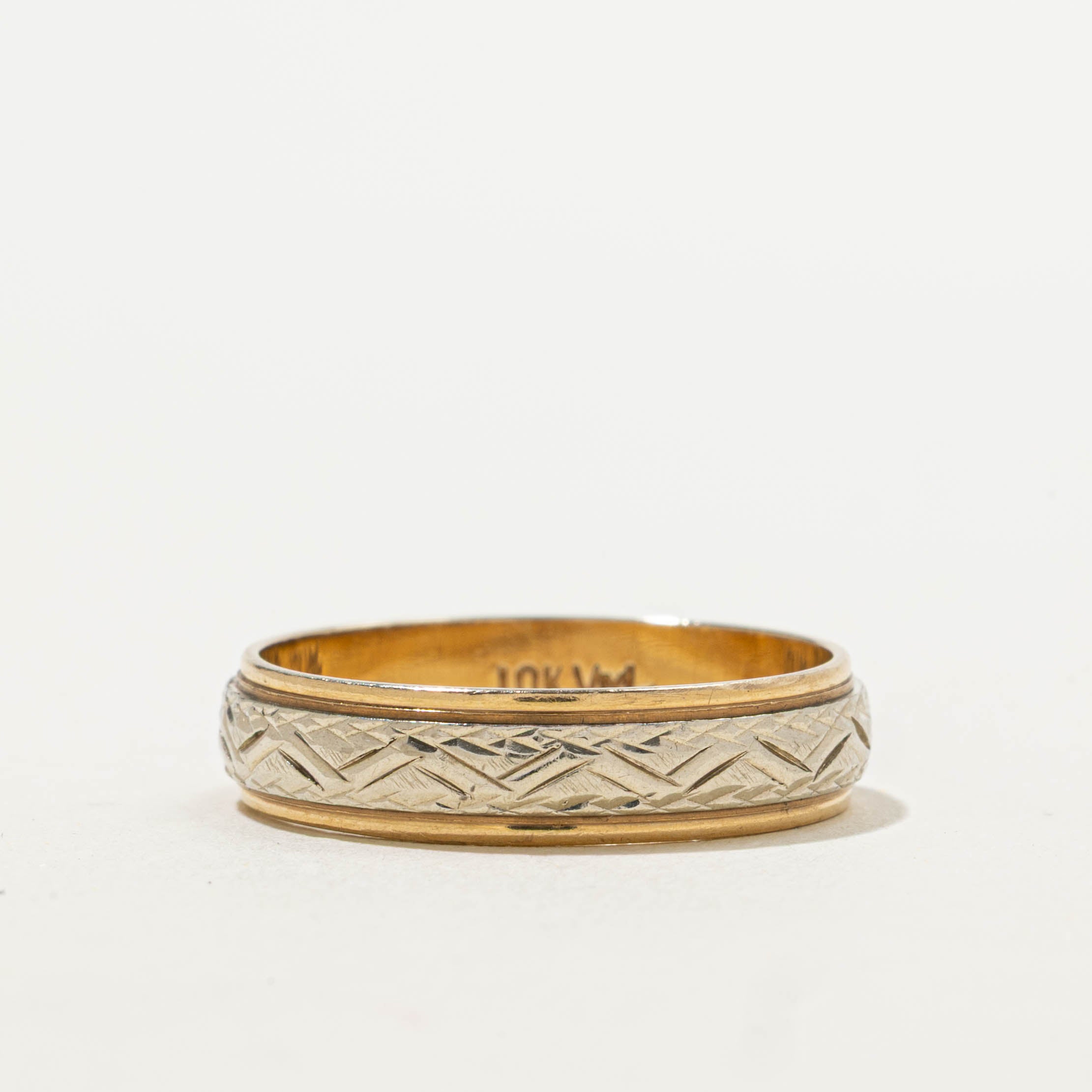 10k Two-Tone Engraved Band | 5.00mm | SZ 9