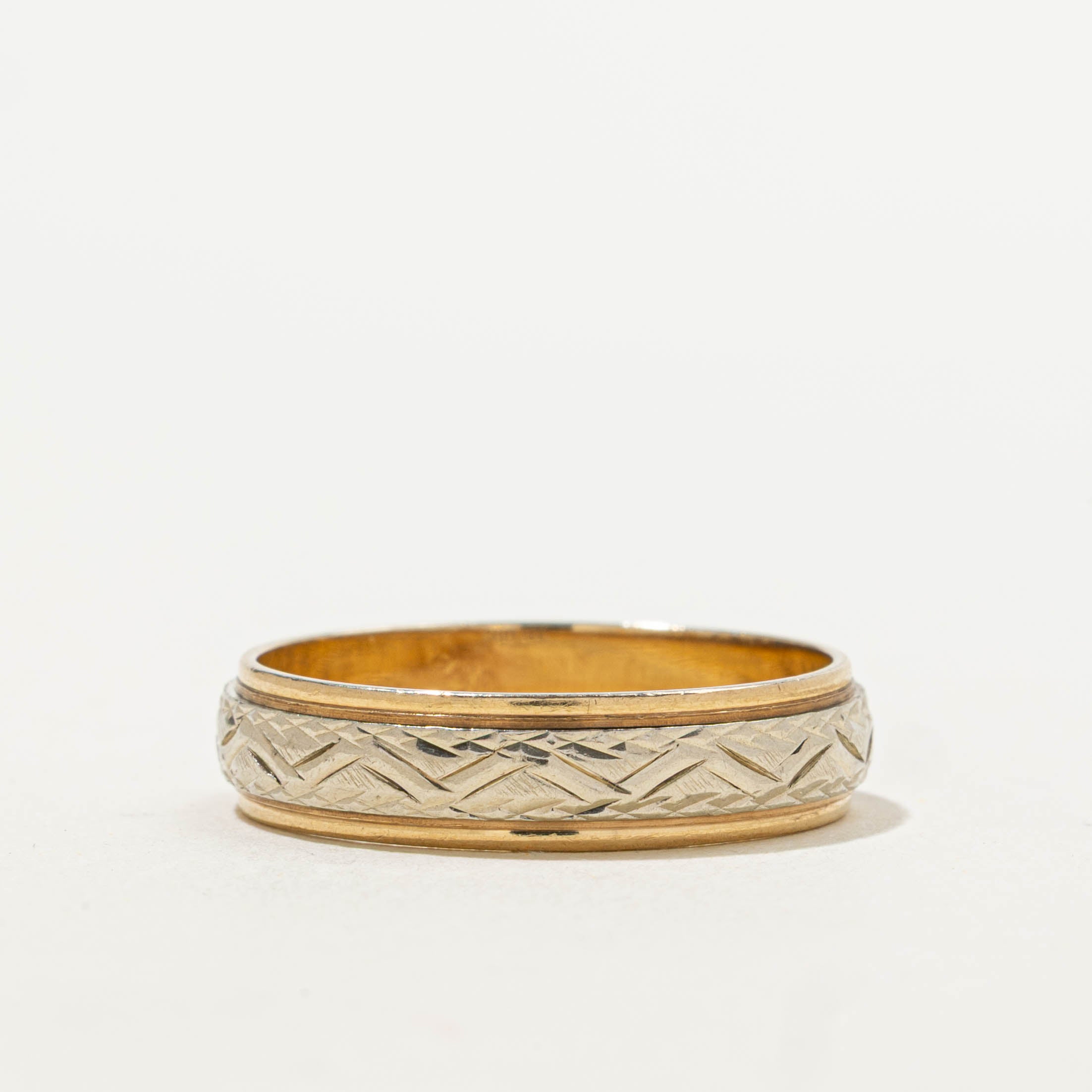 10k Two-Tone Engraved Band | 5.00mm | SZ 9