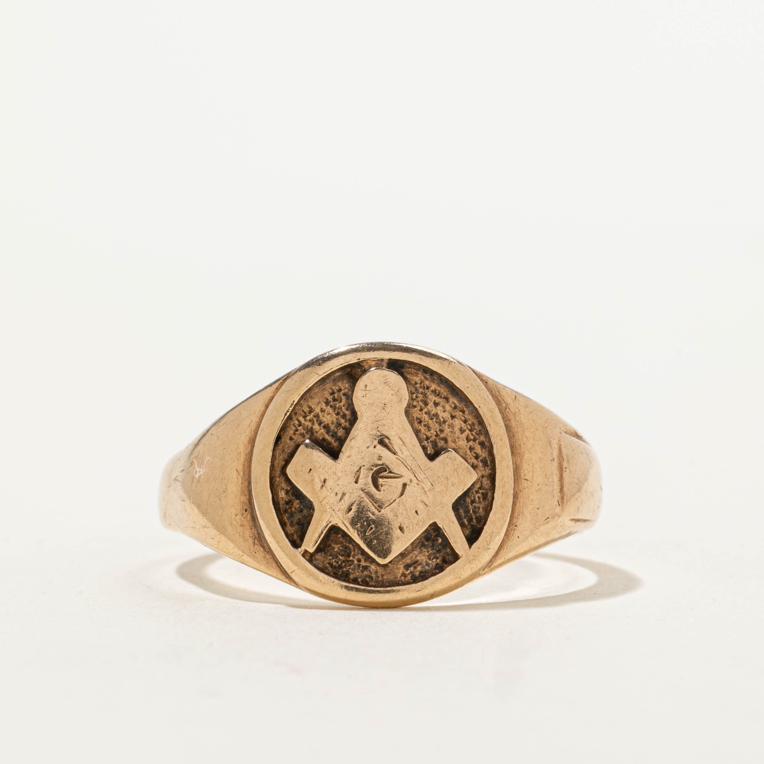 10k Masonic Crest Signet Ring | SZ 11
