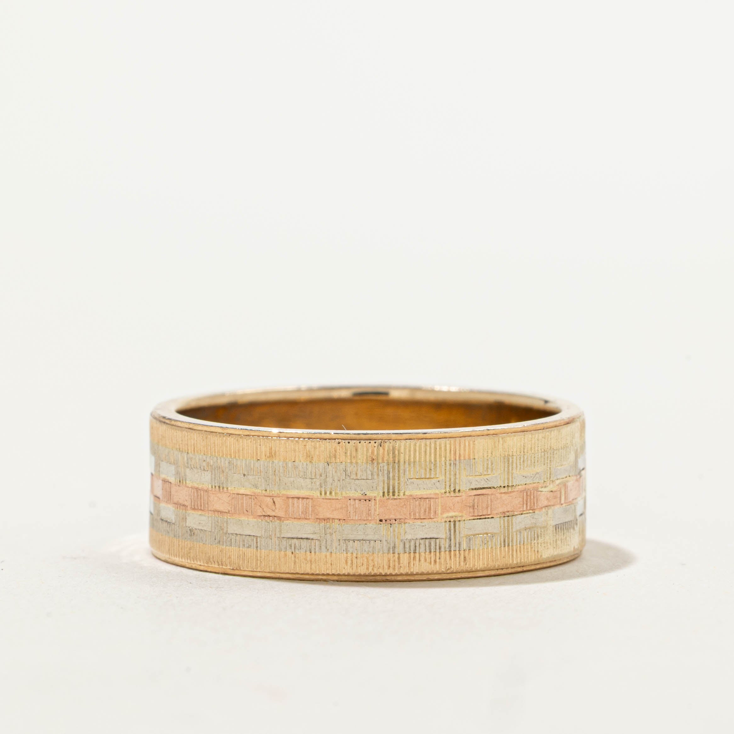 10k Tri-Tone Fluted Textured Band | 7.45mm | SZ 10