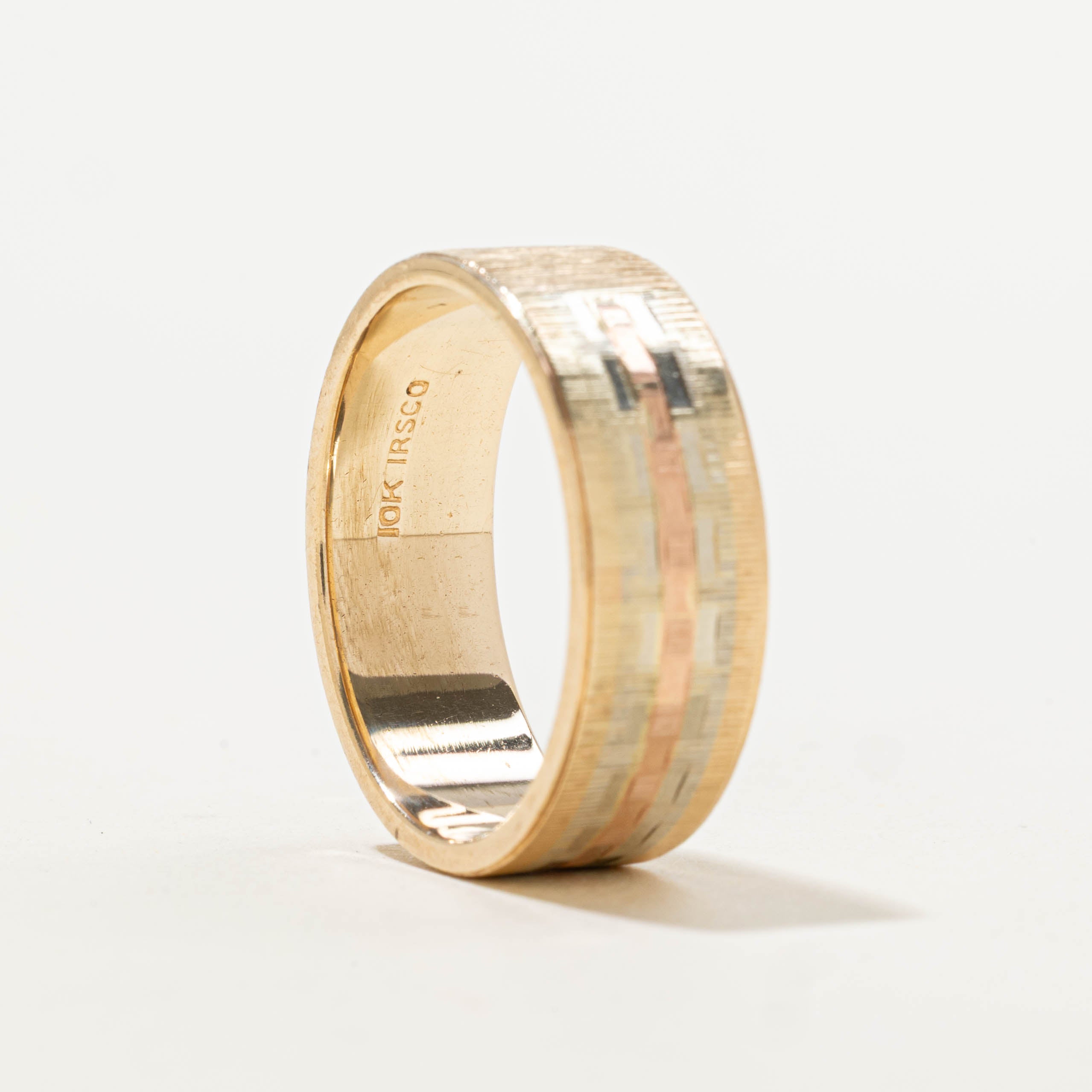 10k Tri-Tone Fluted Textured Band | 7.45mm | SZ 10