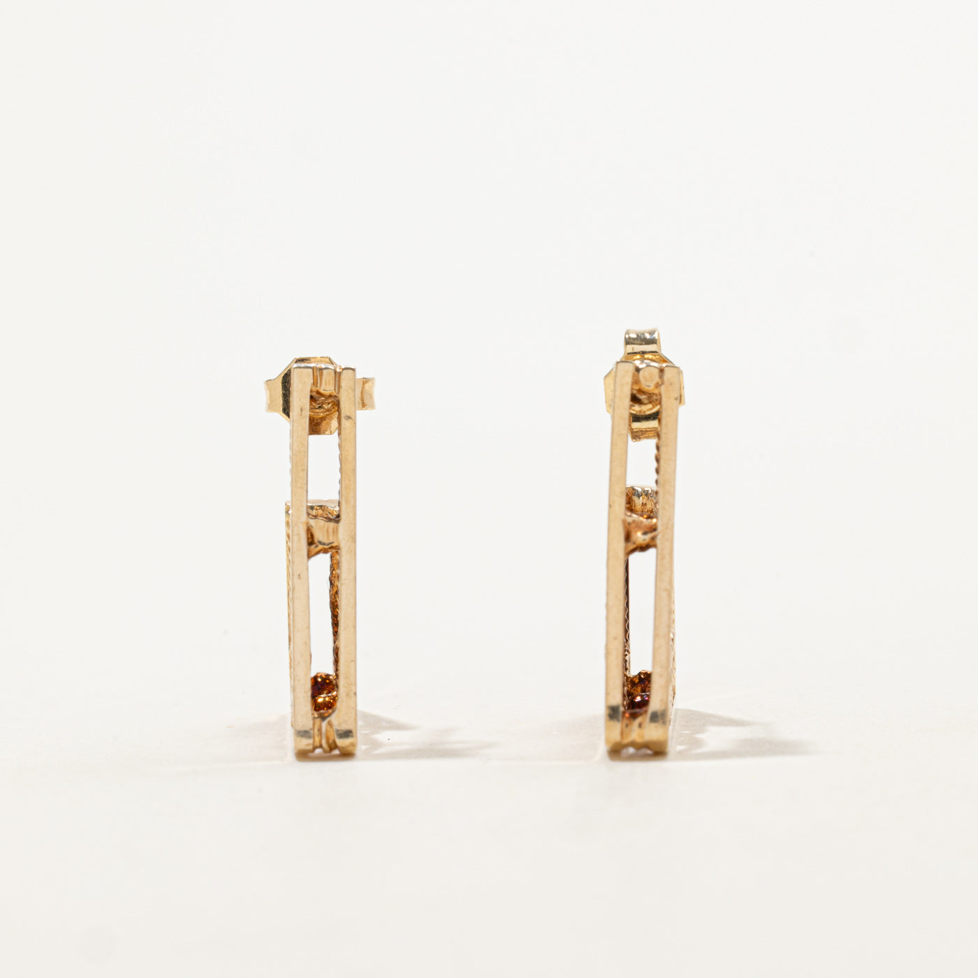 10k Rope Scrollwork Geometric Hoop Earrings