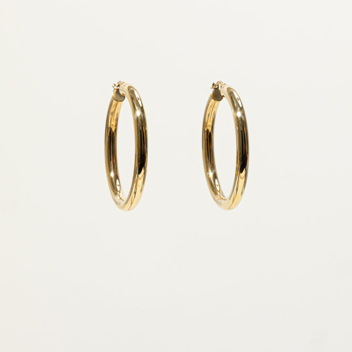 18k Yellow Gold Plain Tubular Hoop Earrings
