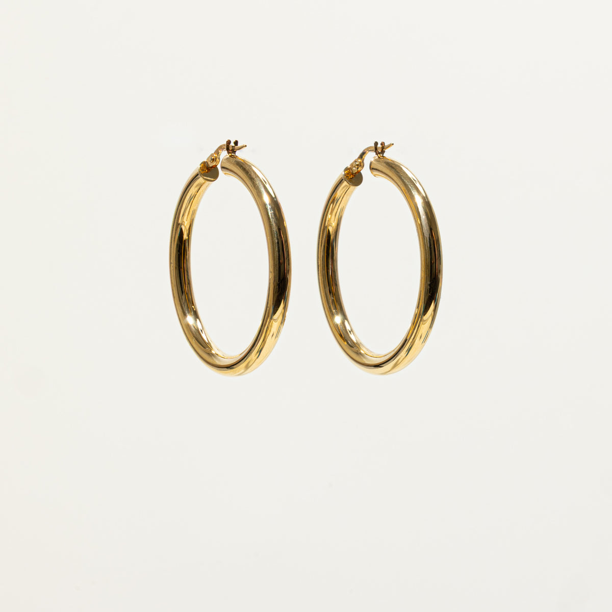 18k Yellow Gold Plain Tubular Hoop Earrings