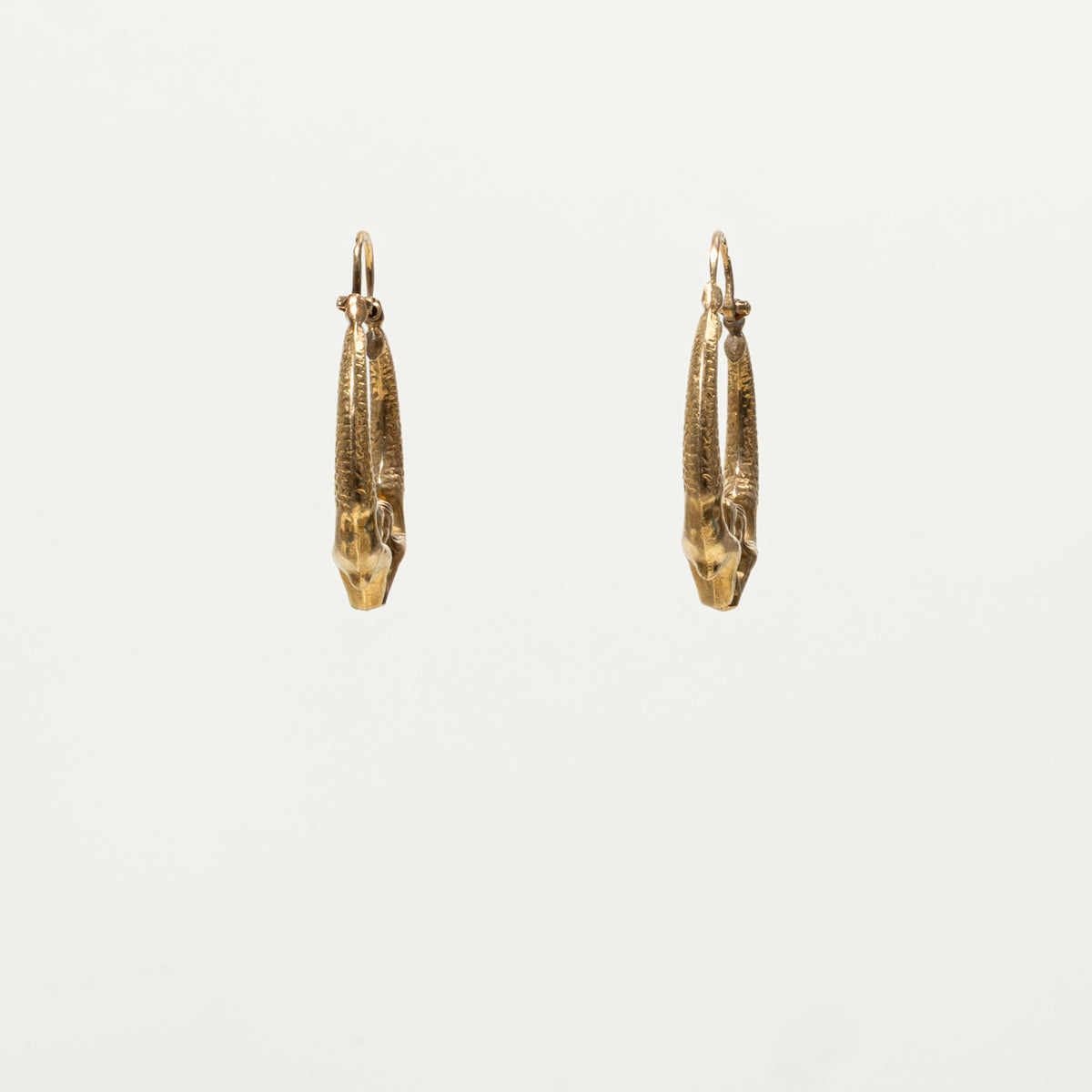 18k Yellow Gold Textured Mermaid Hoop Earrings