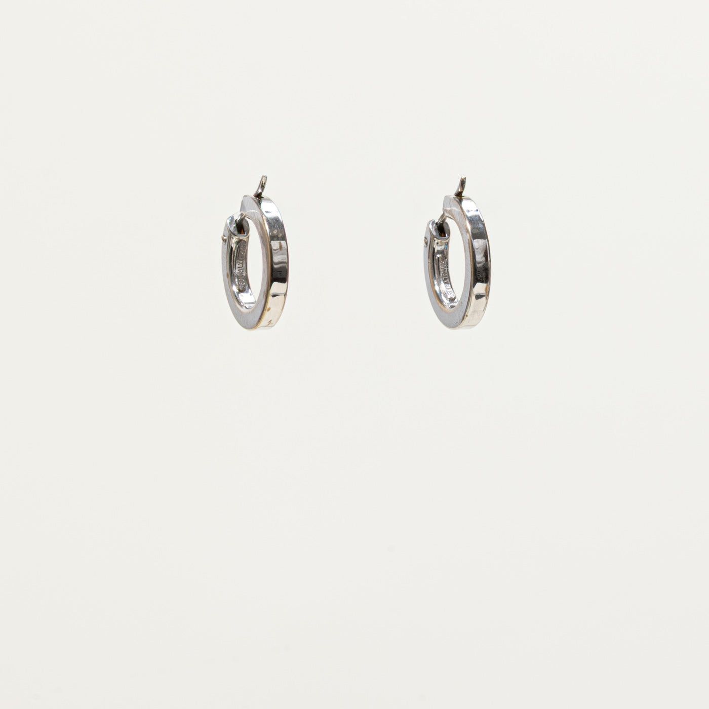 'Birks' White Gold Hoop Earrings