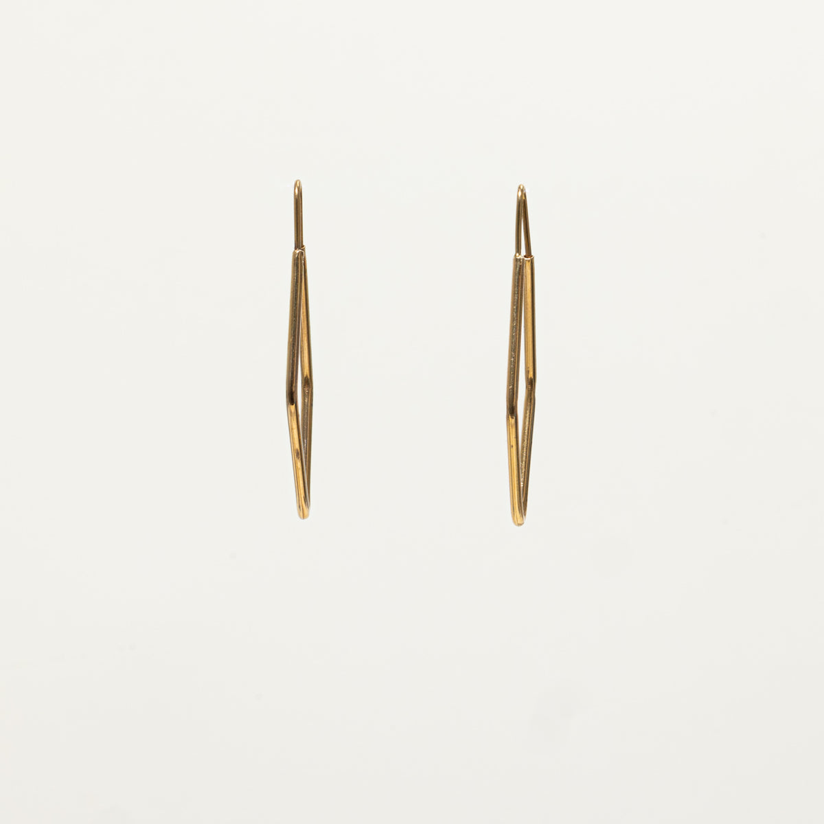 18k Yellow Gold Rhombus Hoop Earrings