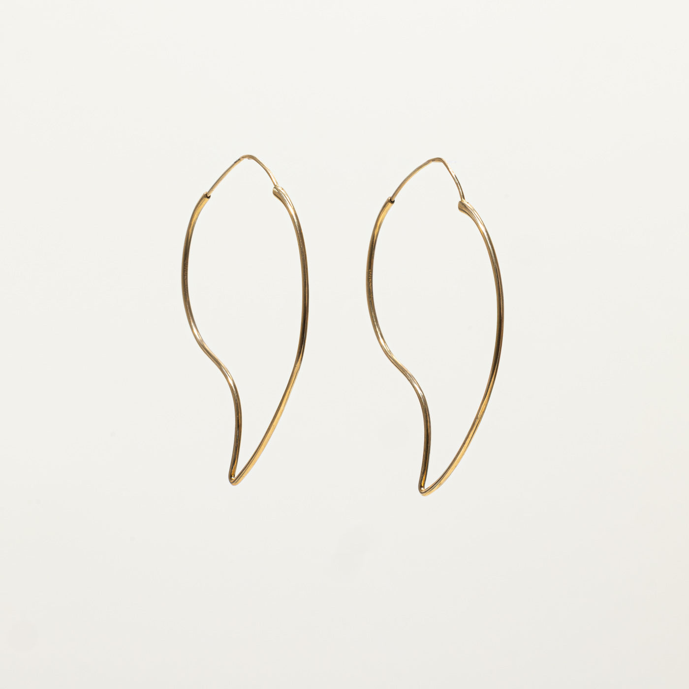 'Birks' Yellow Gold Marquise Abstract Hoop Earrings