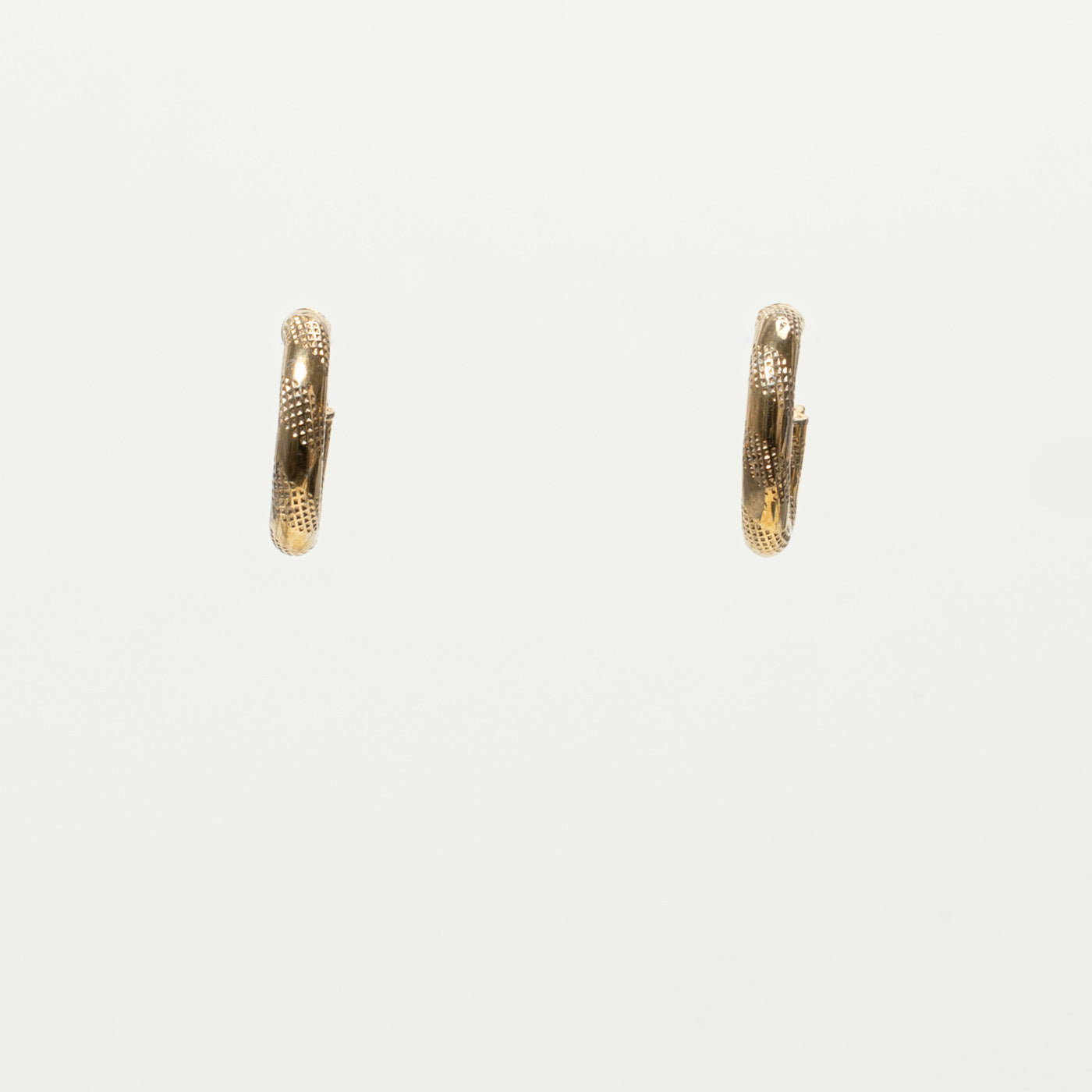 Italian 9k Yellow Gold Textured Hoop Earrings