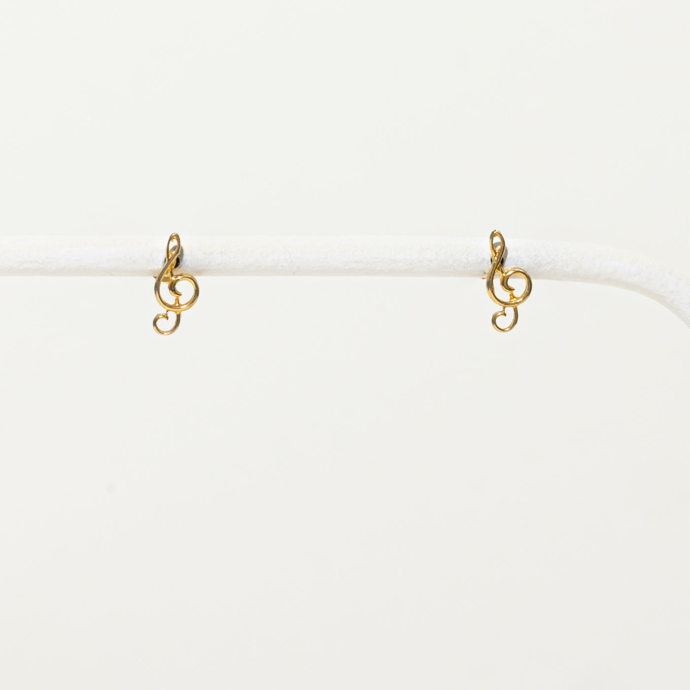 14k Yellow Gold Treble Clef Stud Earrings