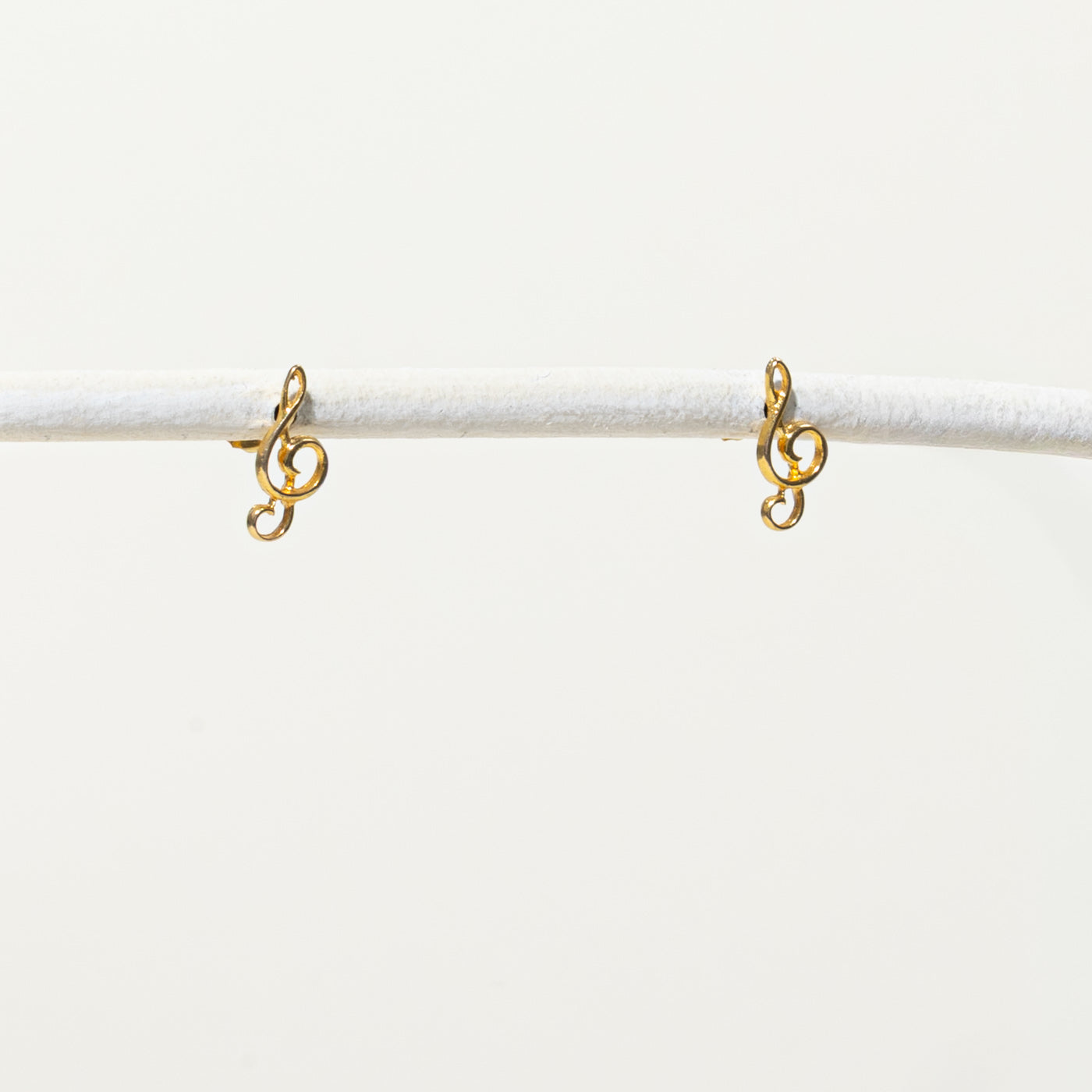14k Yellow Gold Treble Clef Stud Earrings